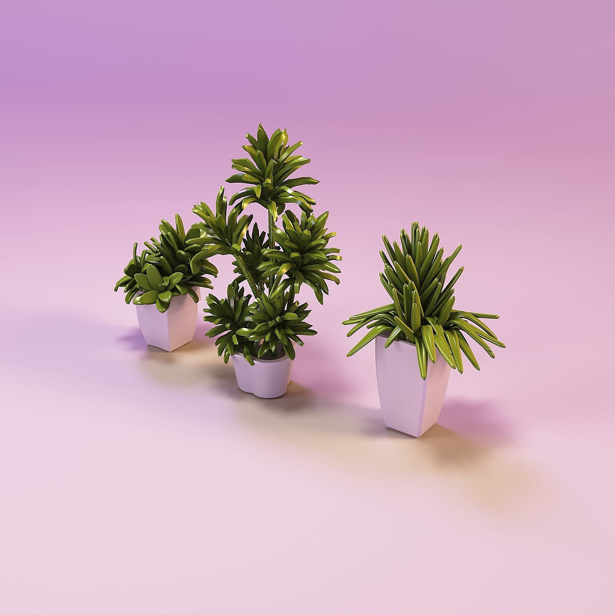 Miniature dollhouse flower plants in pots 3D print model_2