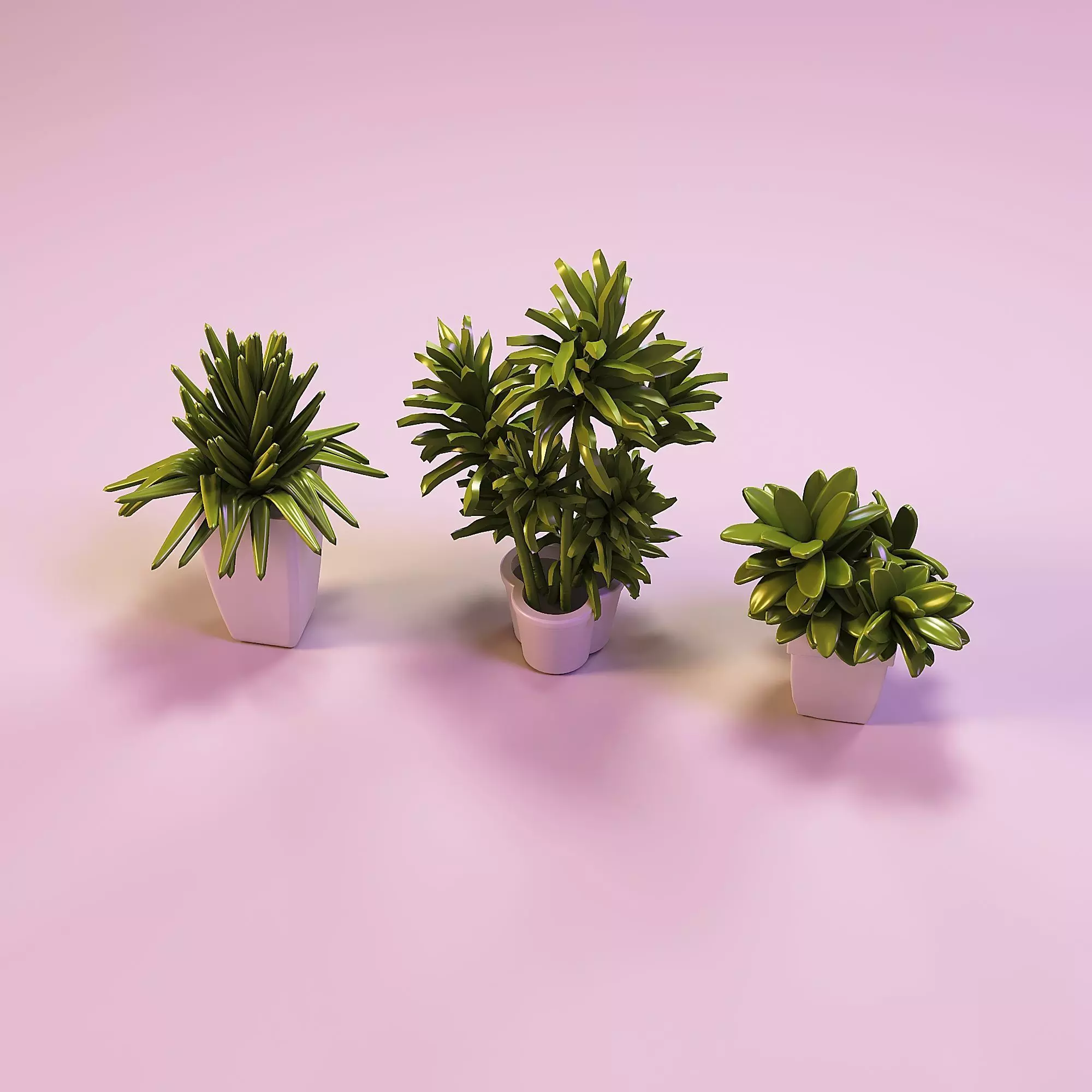 Miniature dollhouse flower plants in pots 3D print model_0