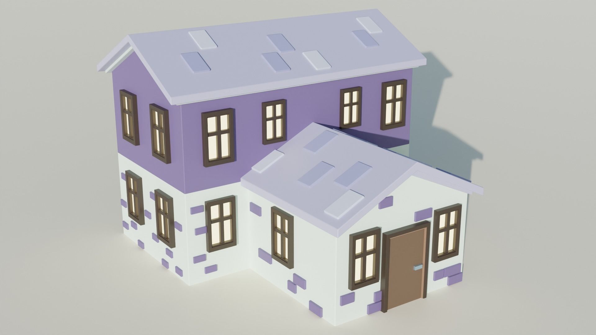 Small houses Low-poly 3D model cartoon stylized Low-poly 3D model_7