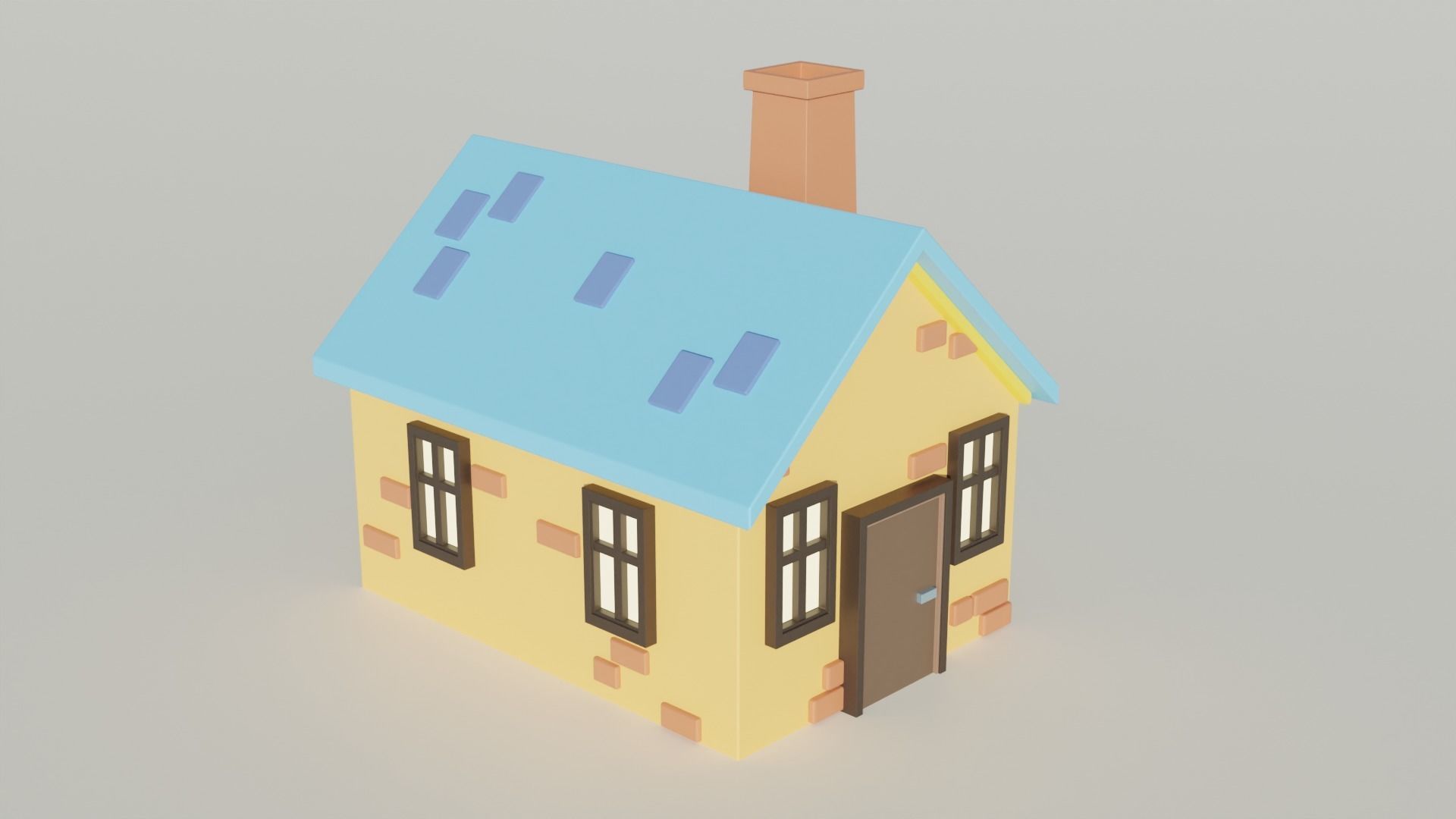 Small houses Low-poly 3D model cartoon stylized Low-poly 3D model_9