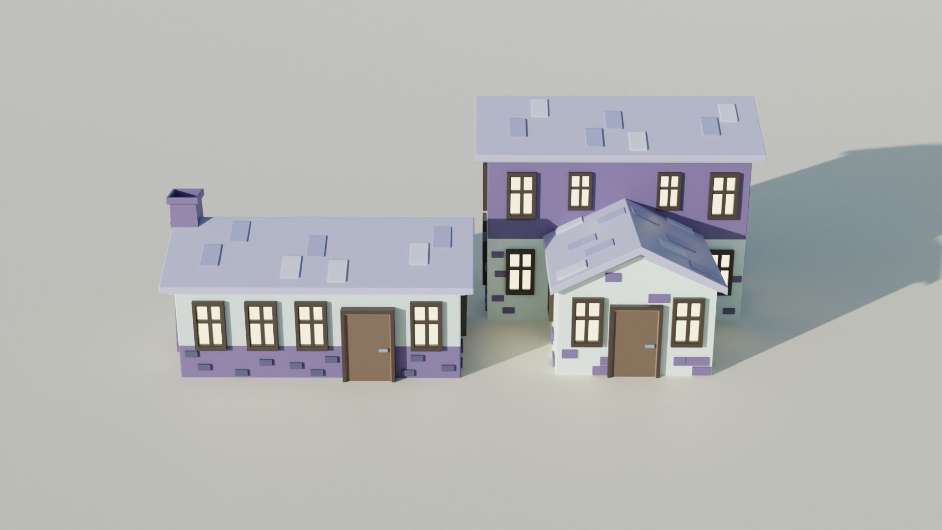 Small houses Low-poly 3D model cartoon stylized Low-poly 3D model_1