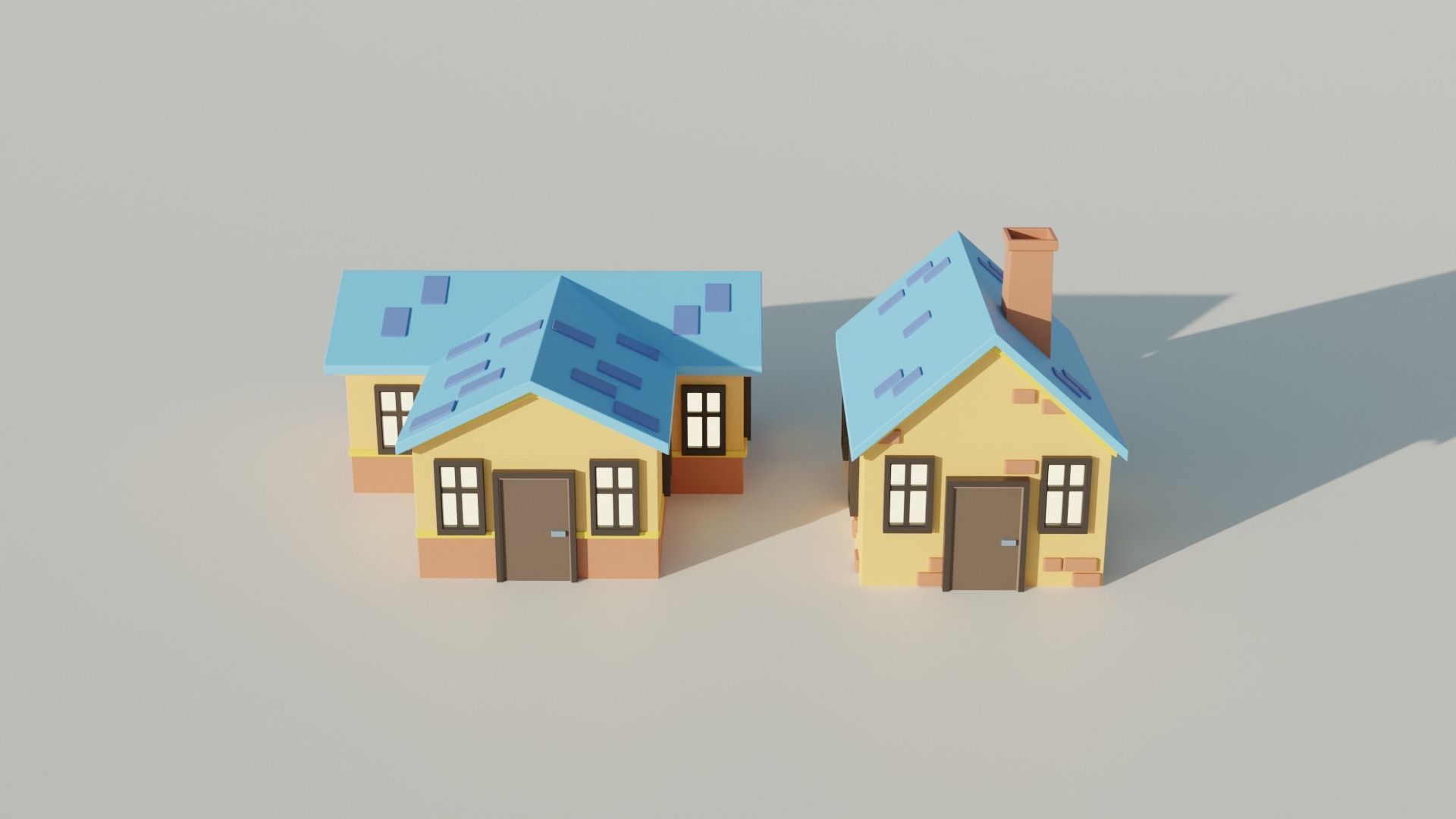 Small houses Low-poly 3D model cartoon stylized Low-poly 3D model_3