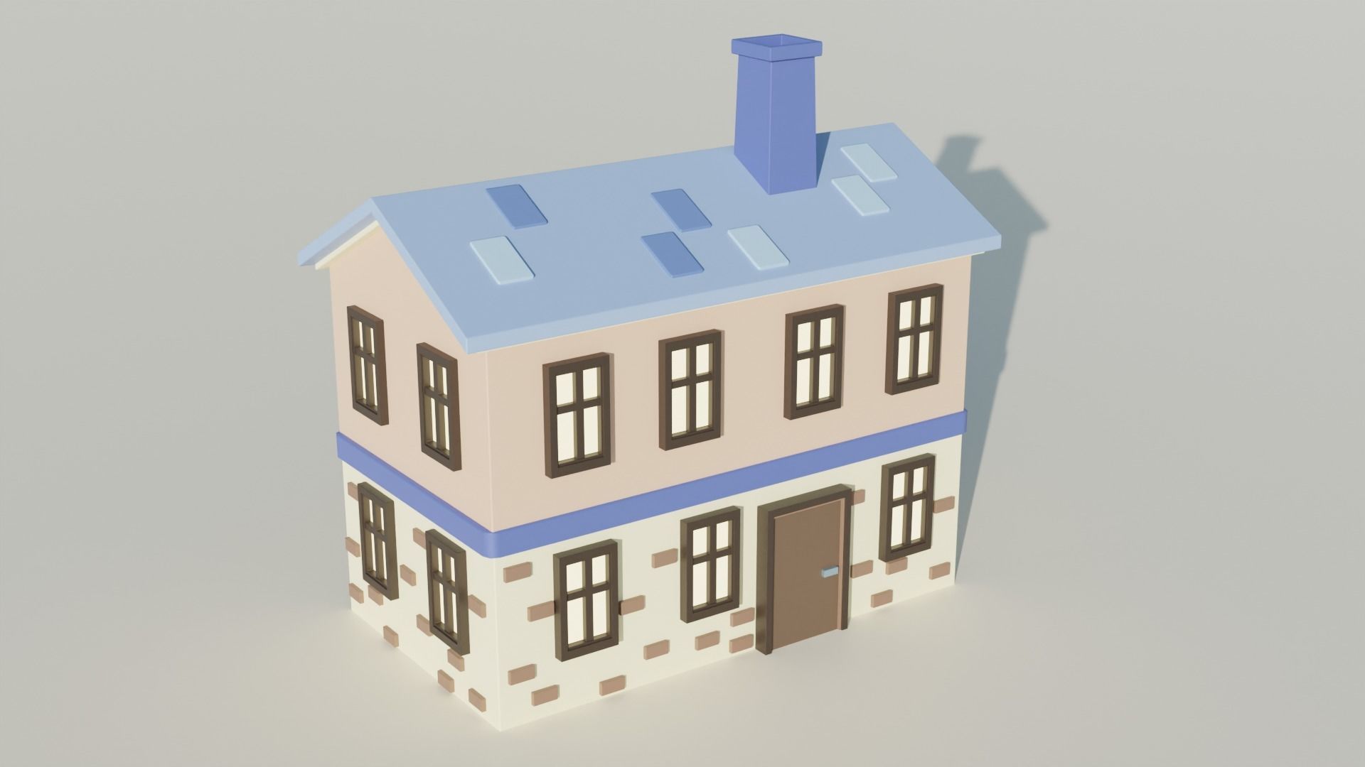 Small houses Low-poly 3D model cartoon stylized Low-poly 3D model_5