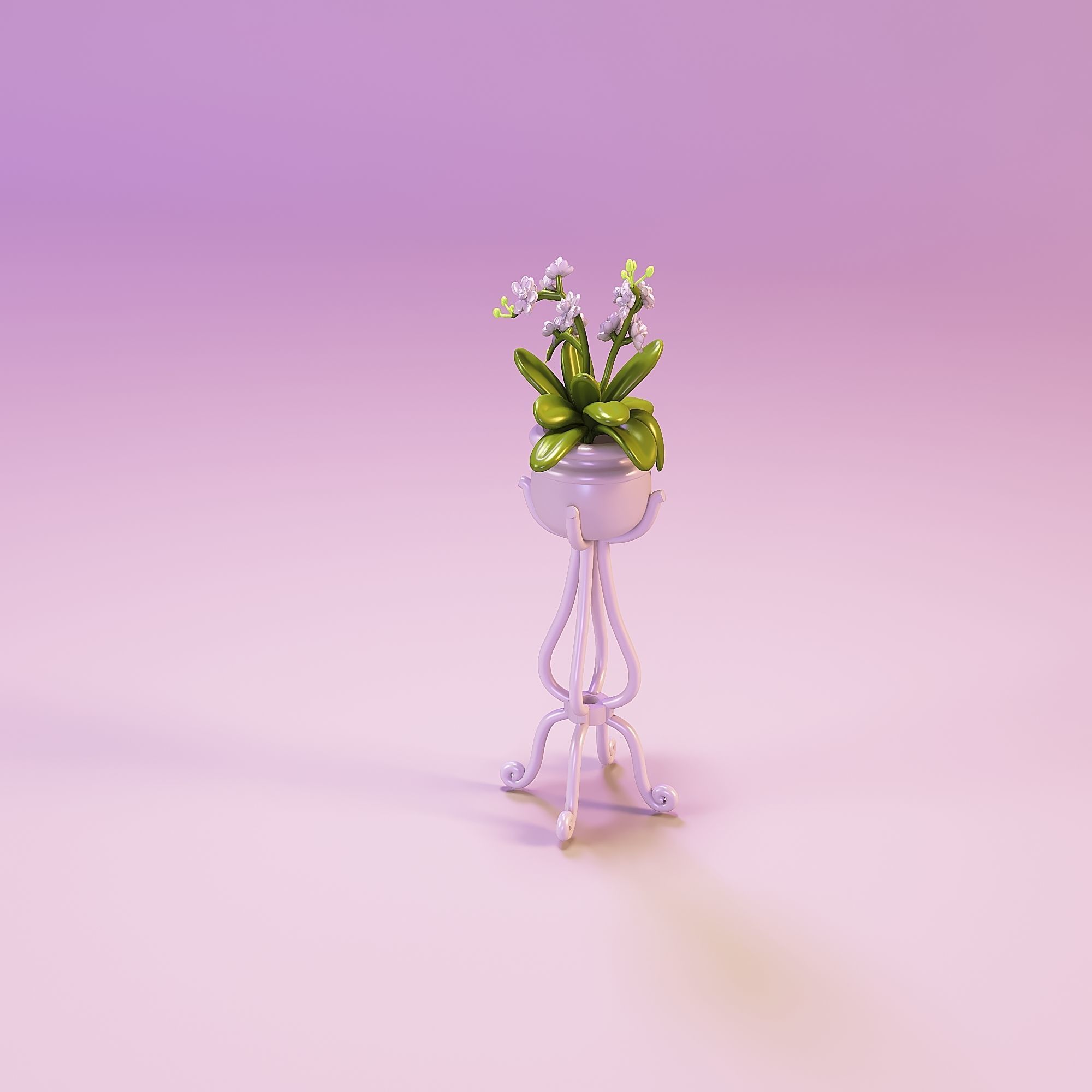 Miniature dollhouse furniture flower orchid in pot 3D print model_1
