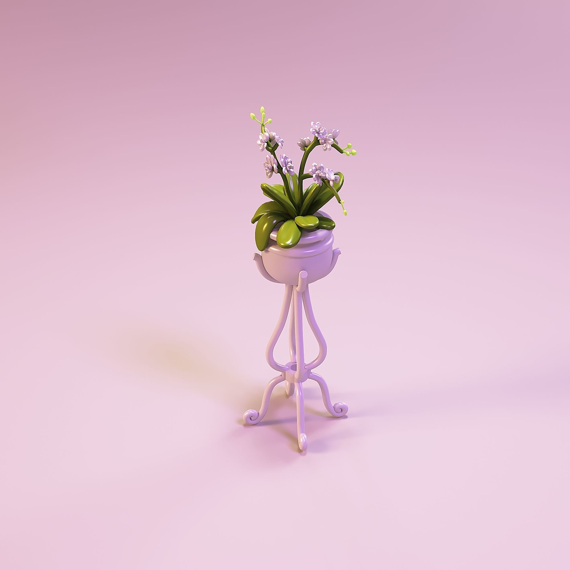 Miniature dollhouse furniture flower orchid in pot 3D print model_4