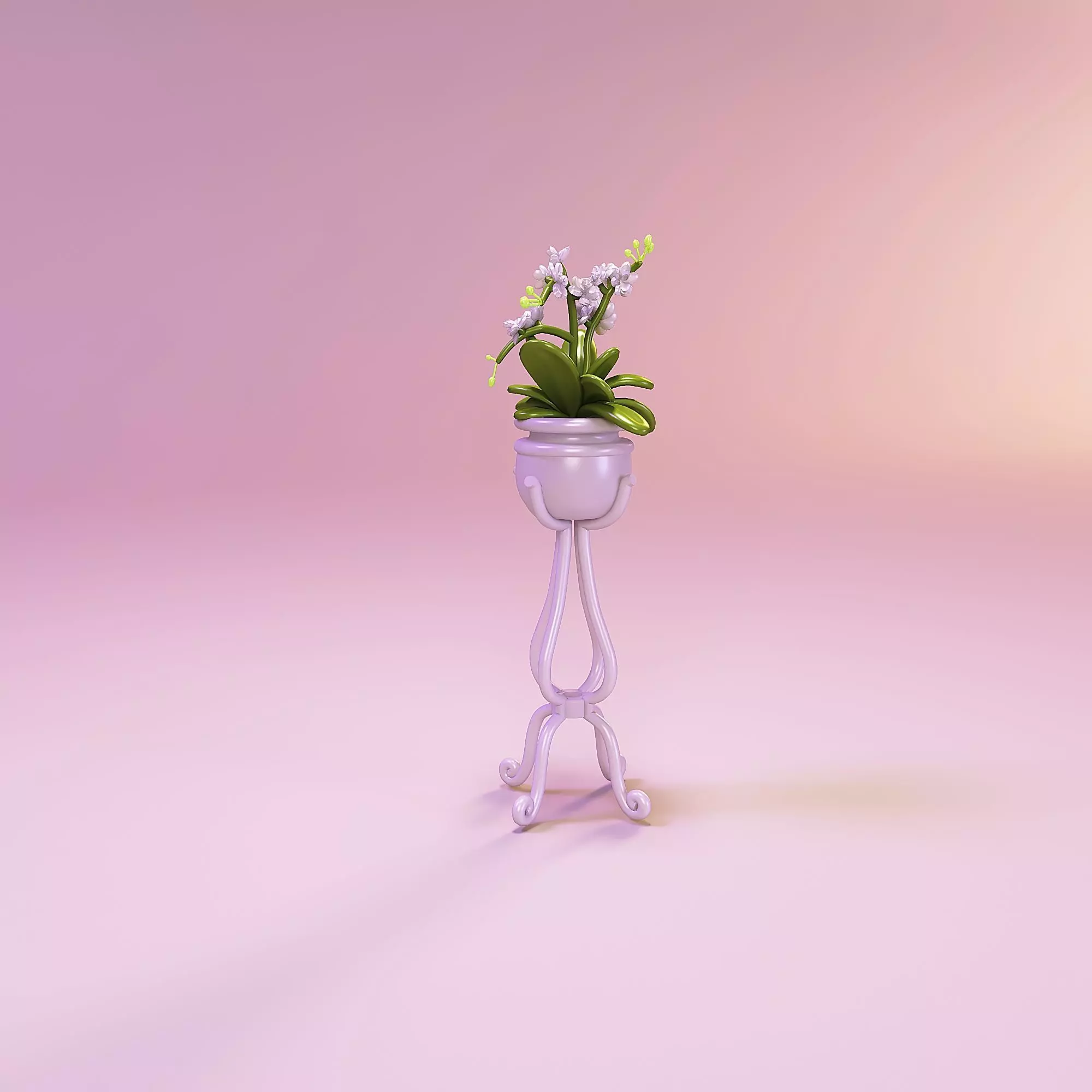 Miniature dollhouse furniture flower orchid in pot 3D print model_0