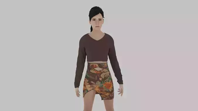 Woman in skirt and sweater