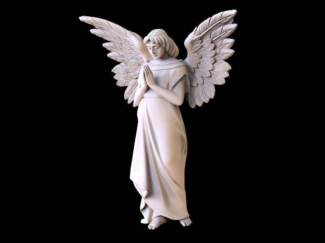 angel statue of 3D print model_3