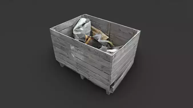wooden box  Low-poly 3D model