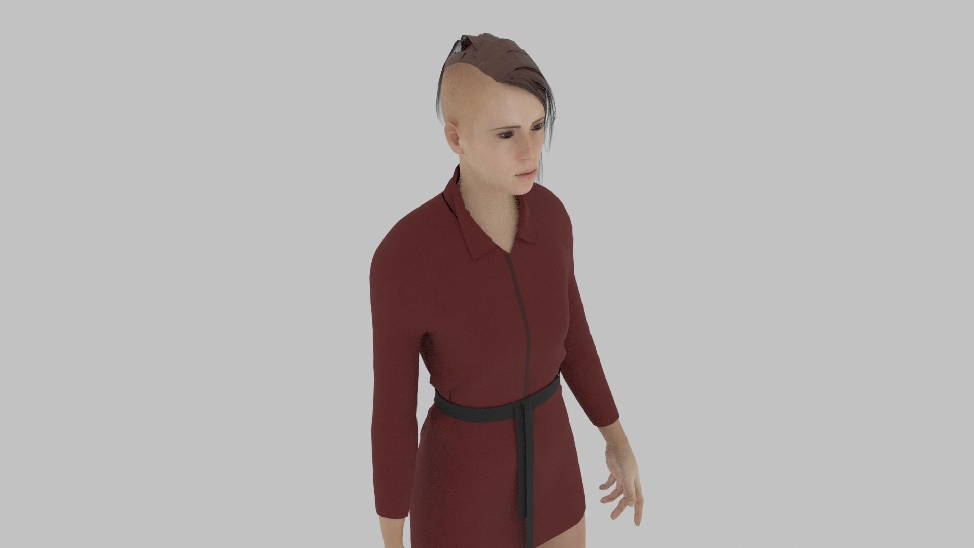 Woman in dress 3D model_4