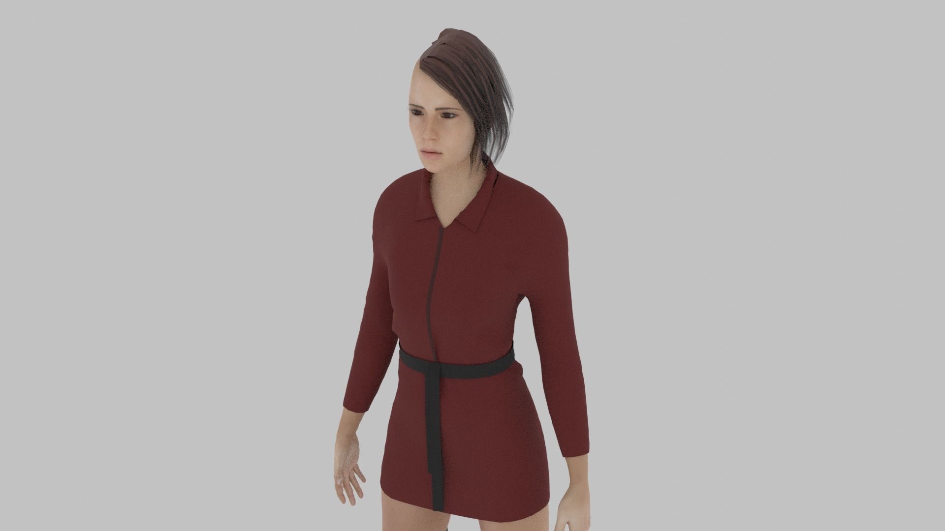 Woman in dress 3D model_3