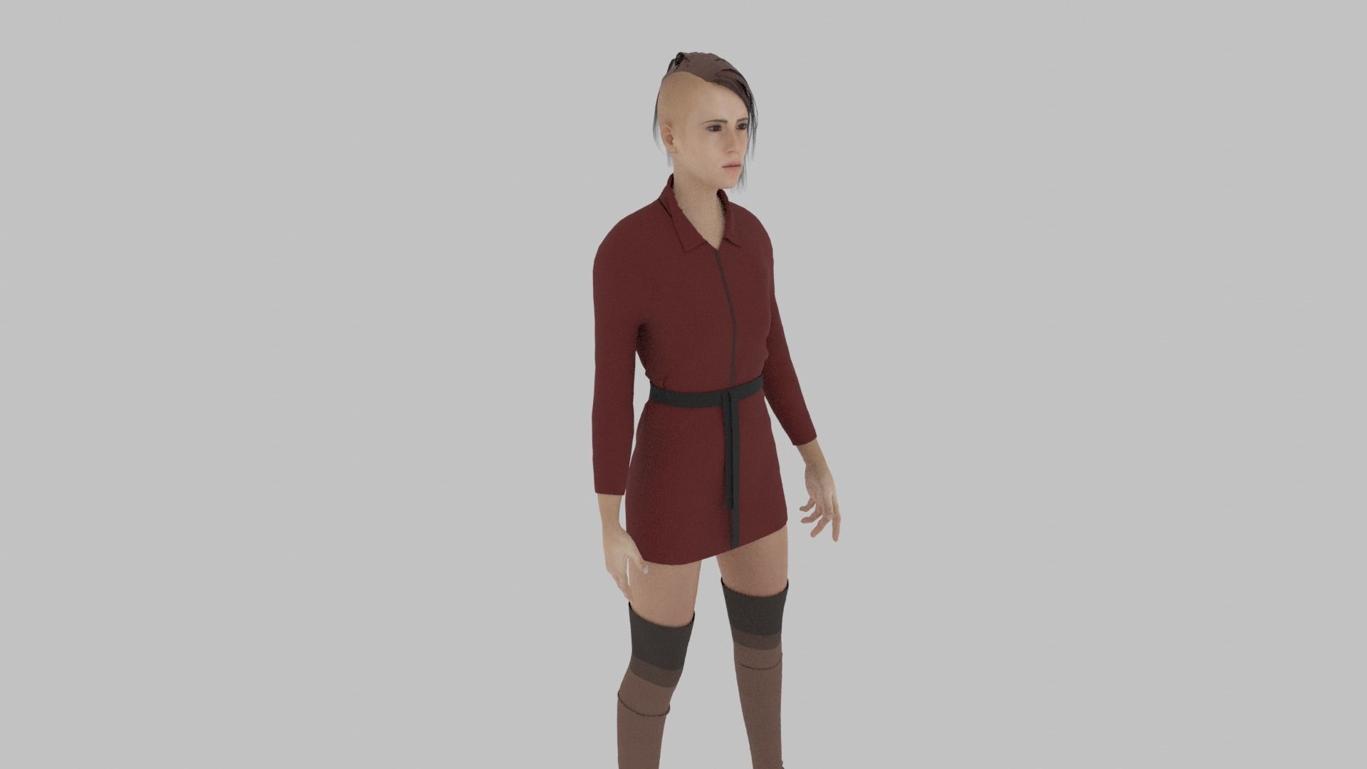 Woman in dress 3D model_2