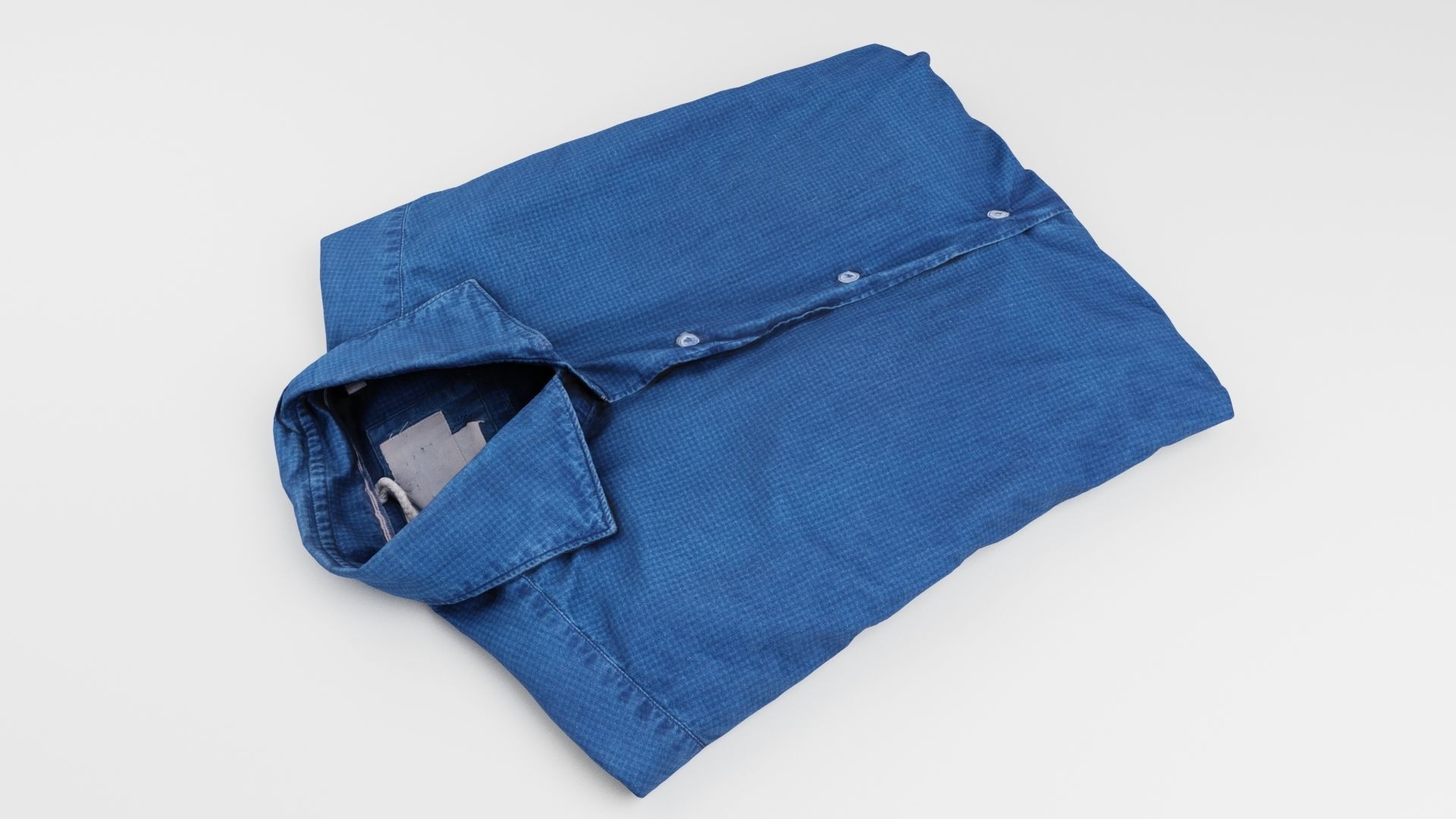 Blue folded shirt business style clothing  3D model_2