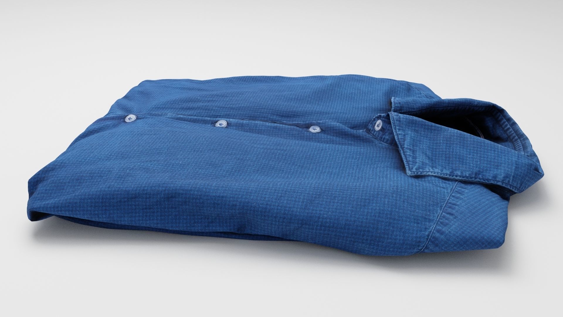 Blue folded shirt business style clothing  3D model_1