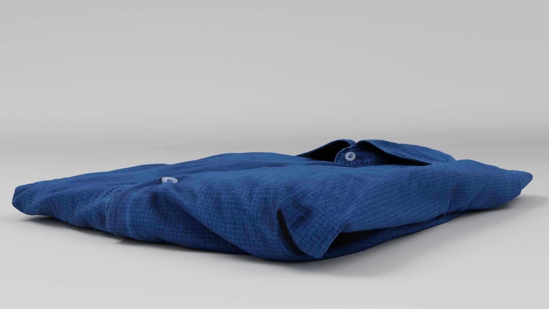 Blue folded shirt business style clothing  3D model_4