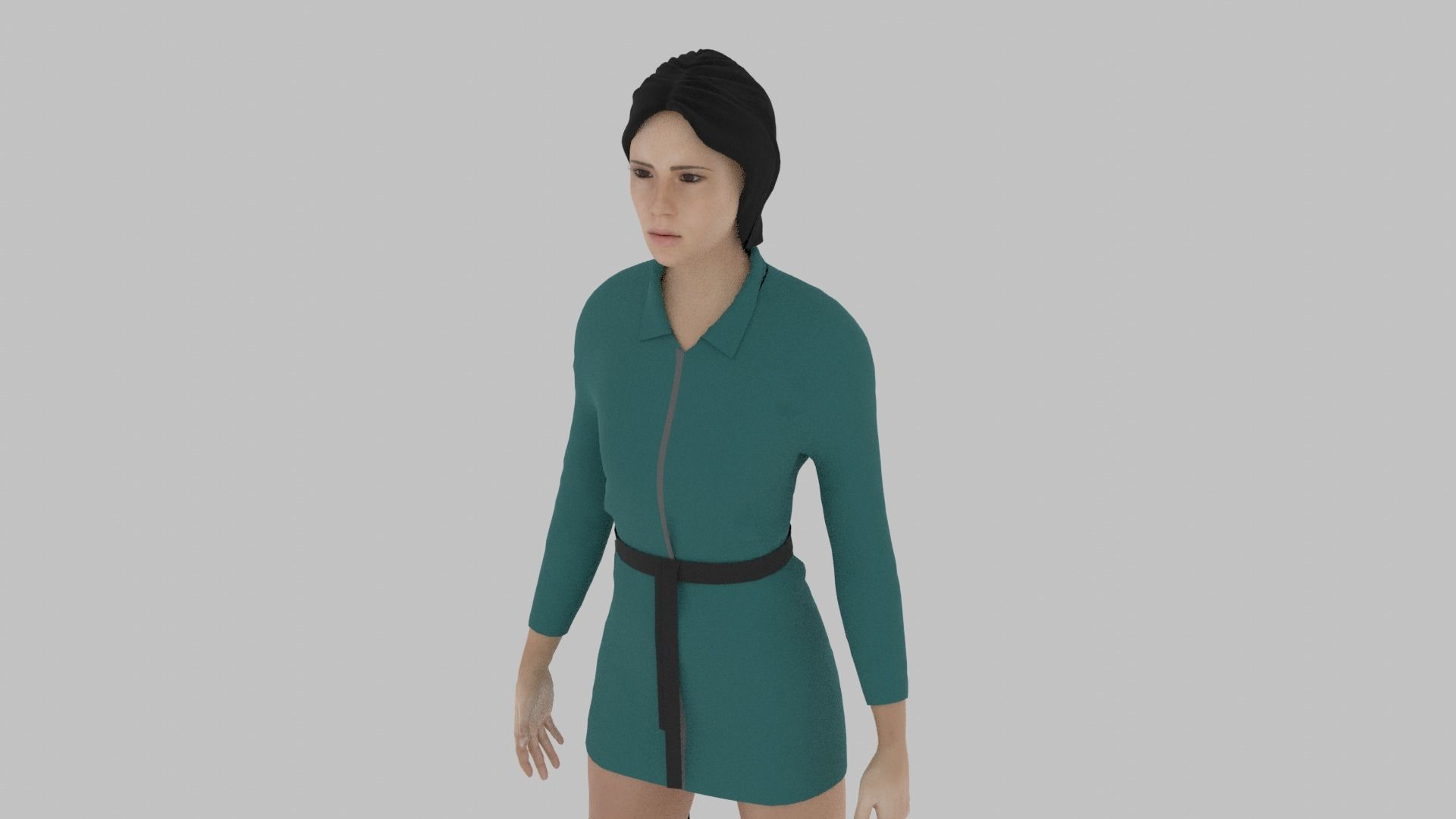 Woman in dress 3D model_3