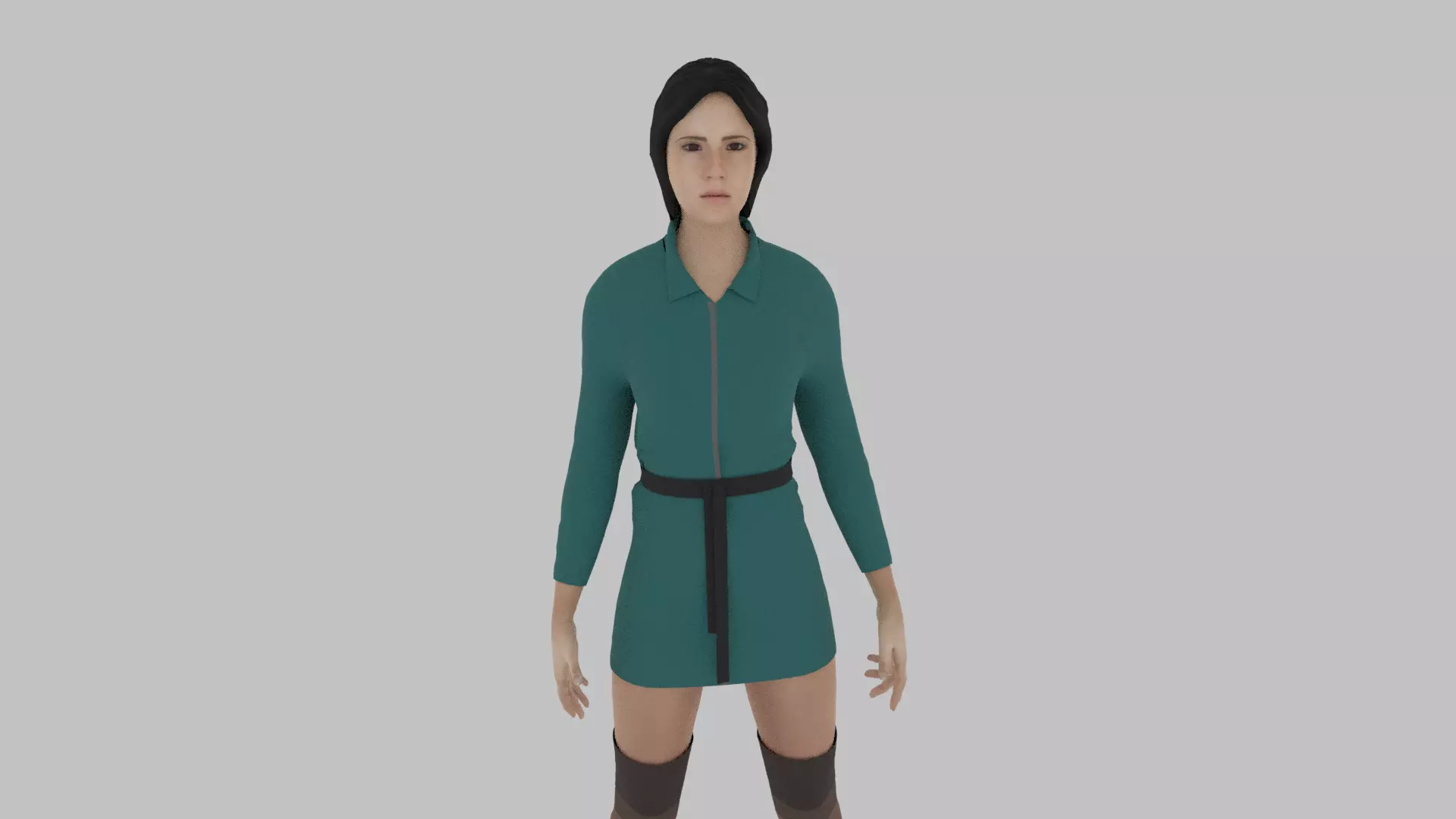 Woman in dress 3D model_0