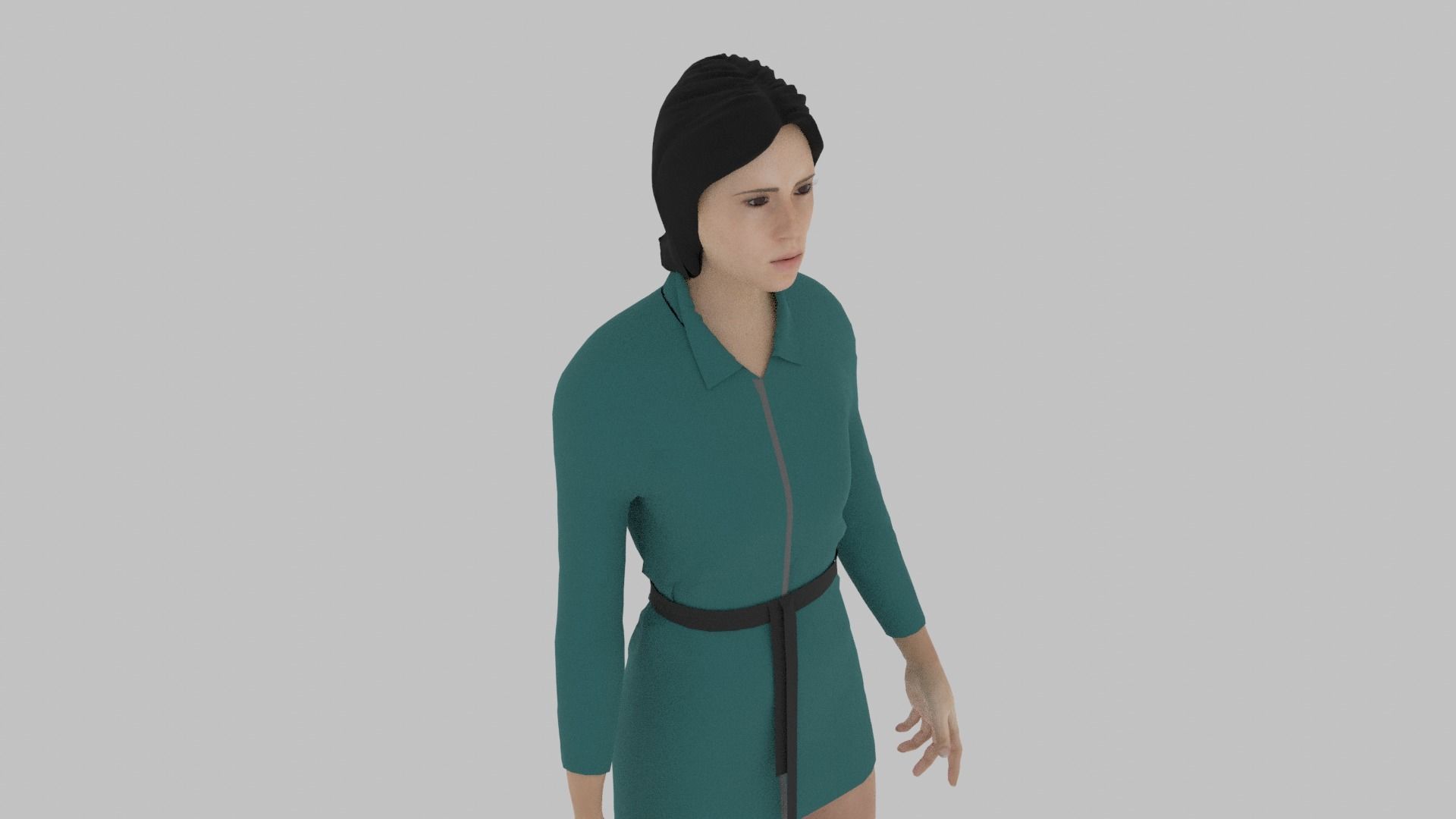 Woman in dress 3D model_4