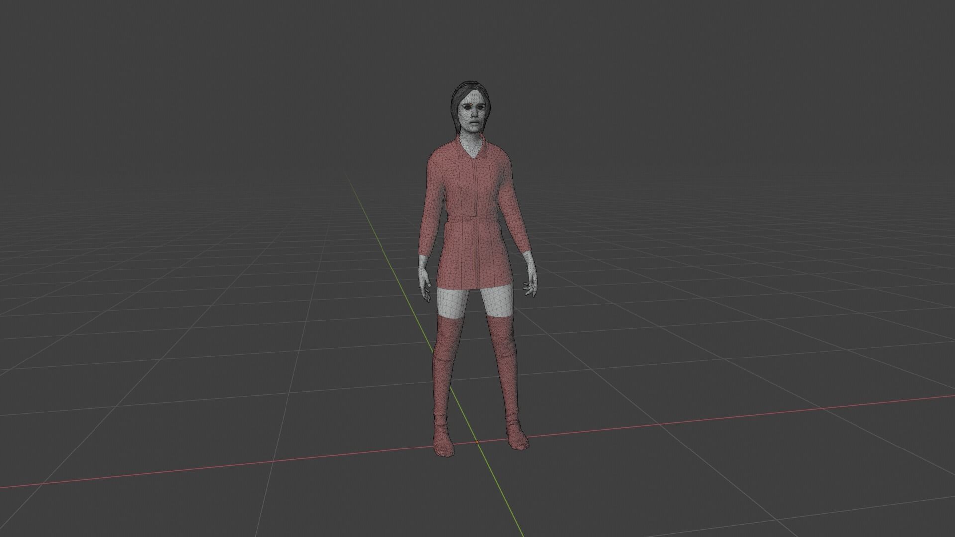 Woman in dress 3D model_8