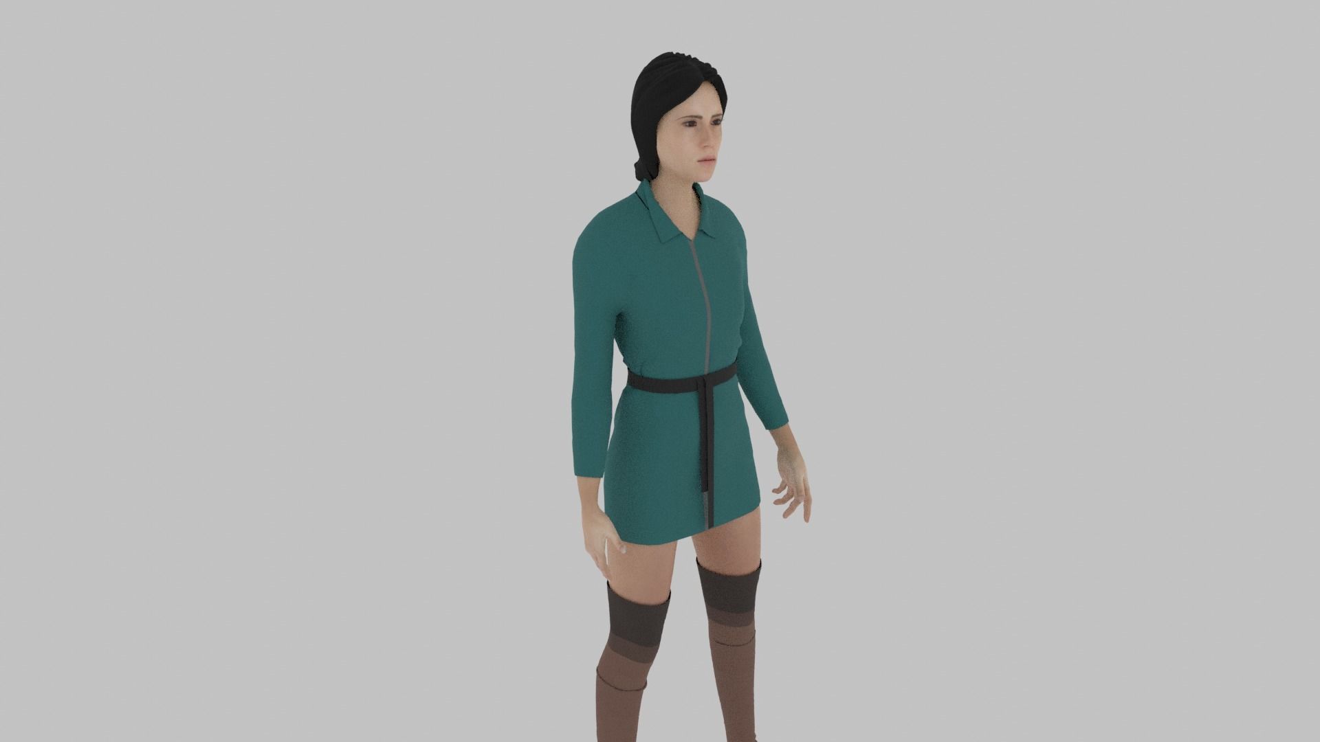 Woman in dress 3D model_2