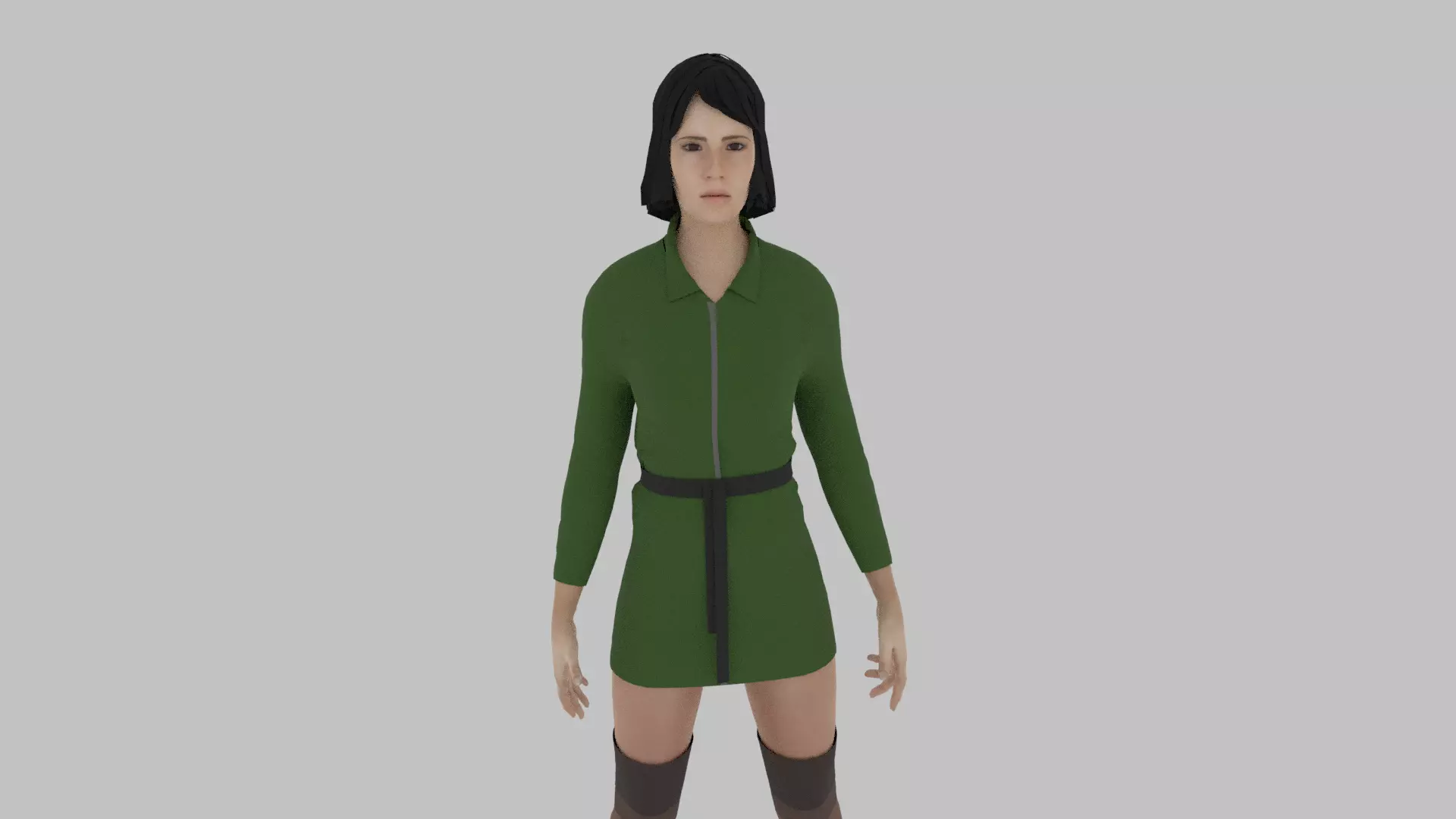 Woman in dress 3D model_0