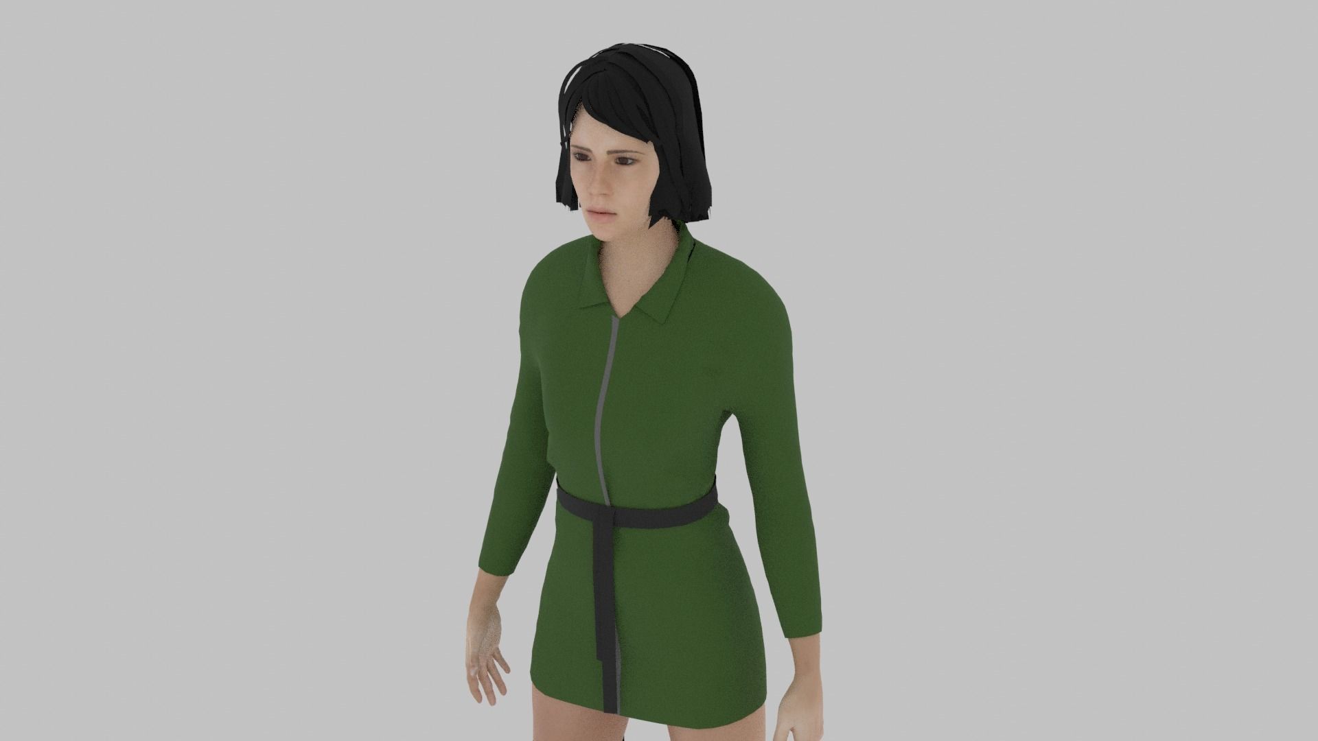 Woman in dress 3D model_3