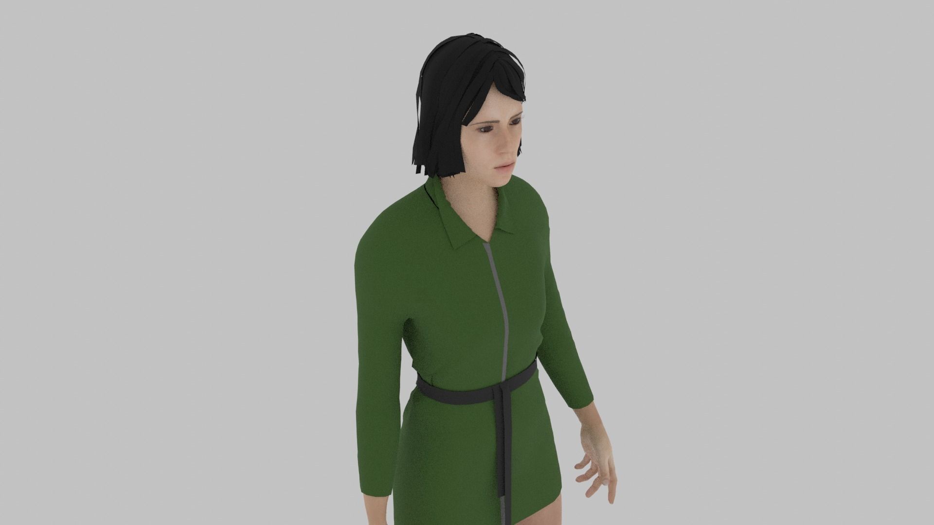 Woman in dress 3D model_4
