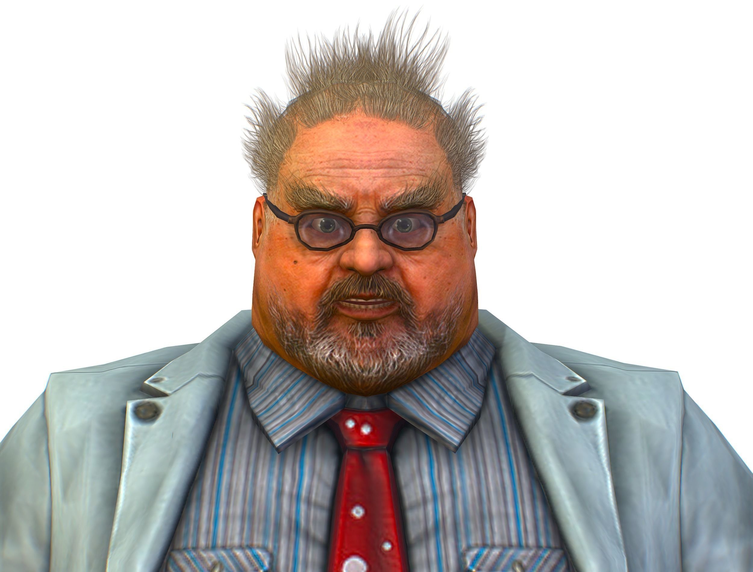 disheveled fat old man in a chemistry coat Low-poly 3D model_11