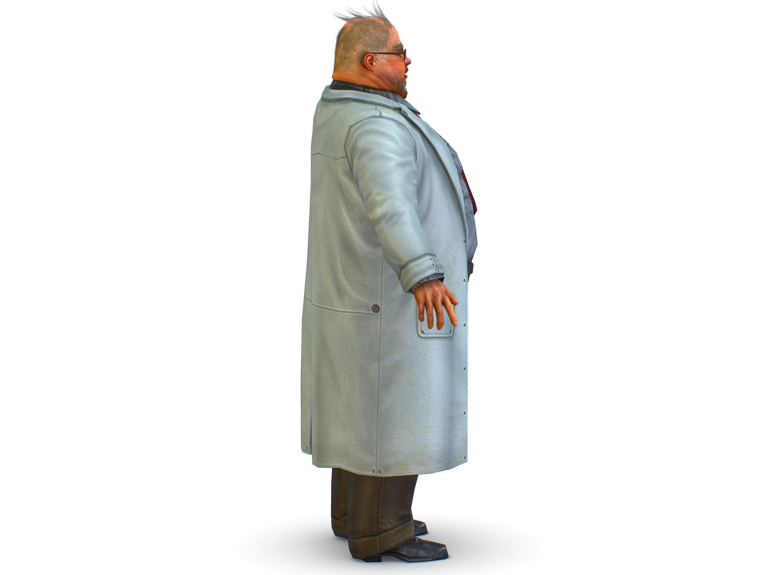 disheveled fat old man in a chemistry coat Low-poly 3D model_5