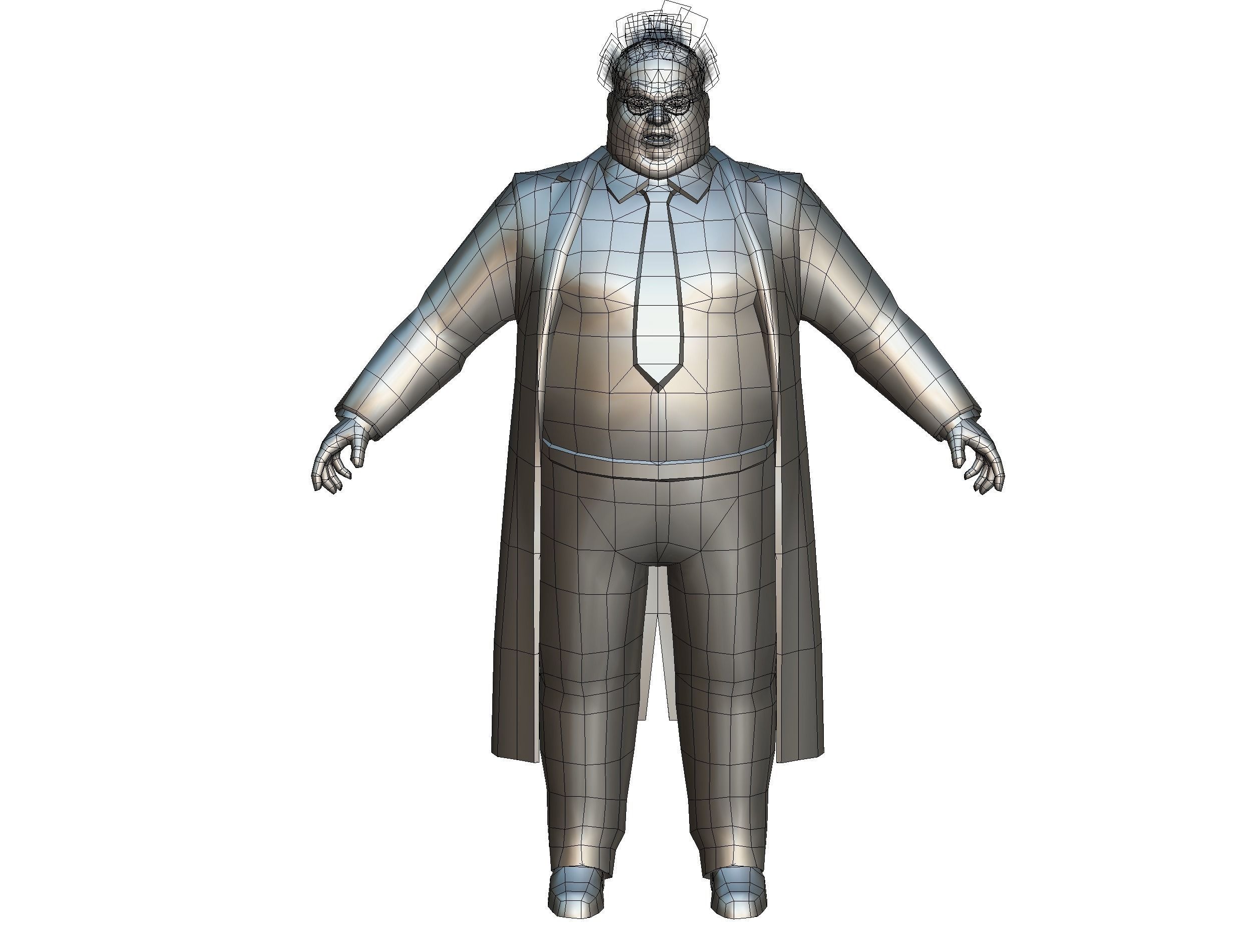 disheveled fat old man in a chemistry coat Low-poly 3D model_17