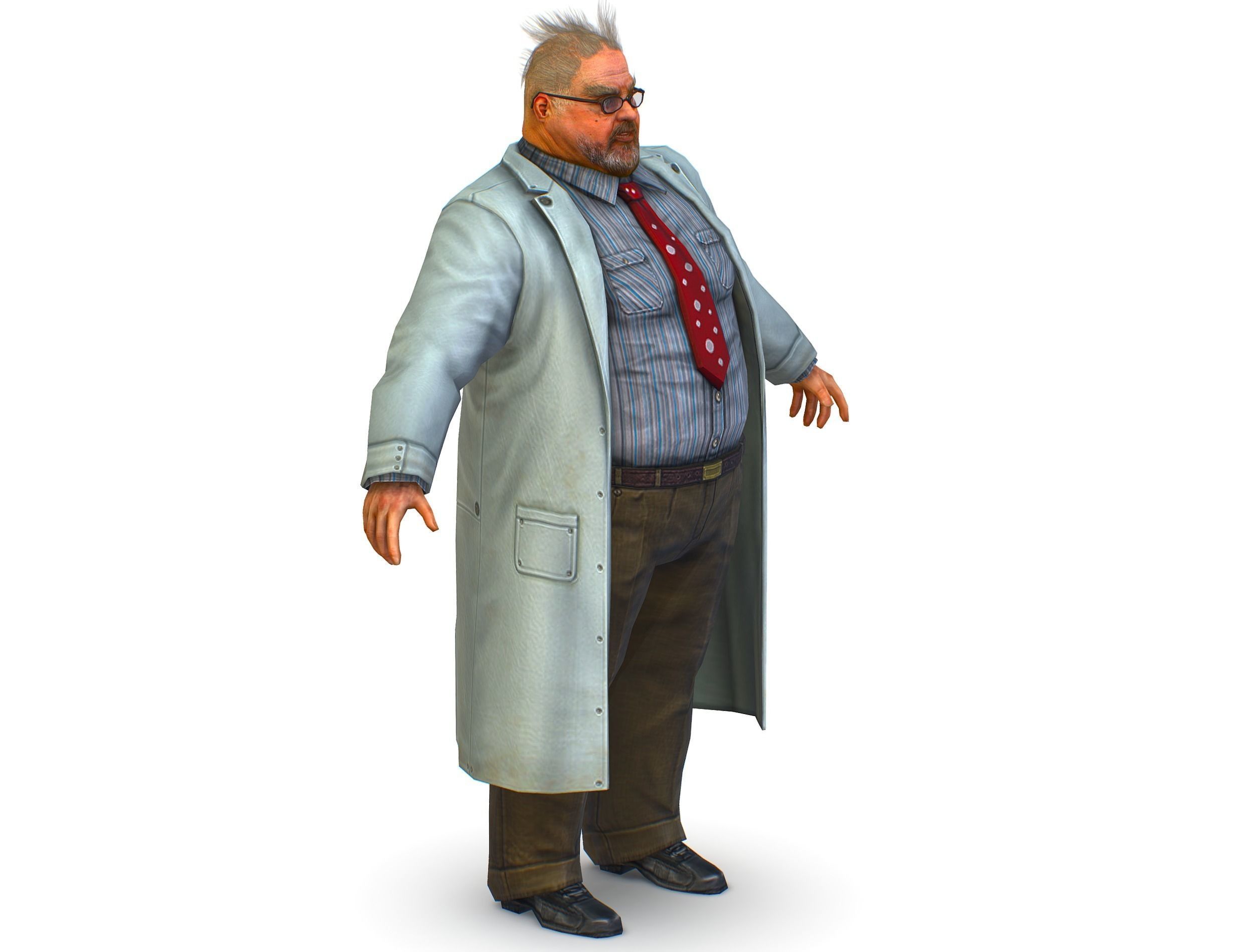 disheveled fat old man in a chemistry coat Low-poly 3D model_6