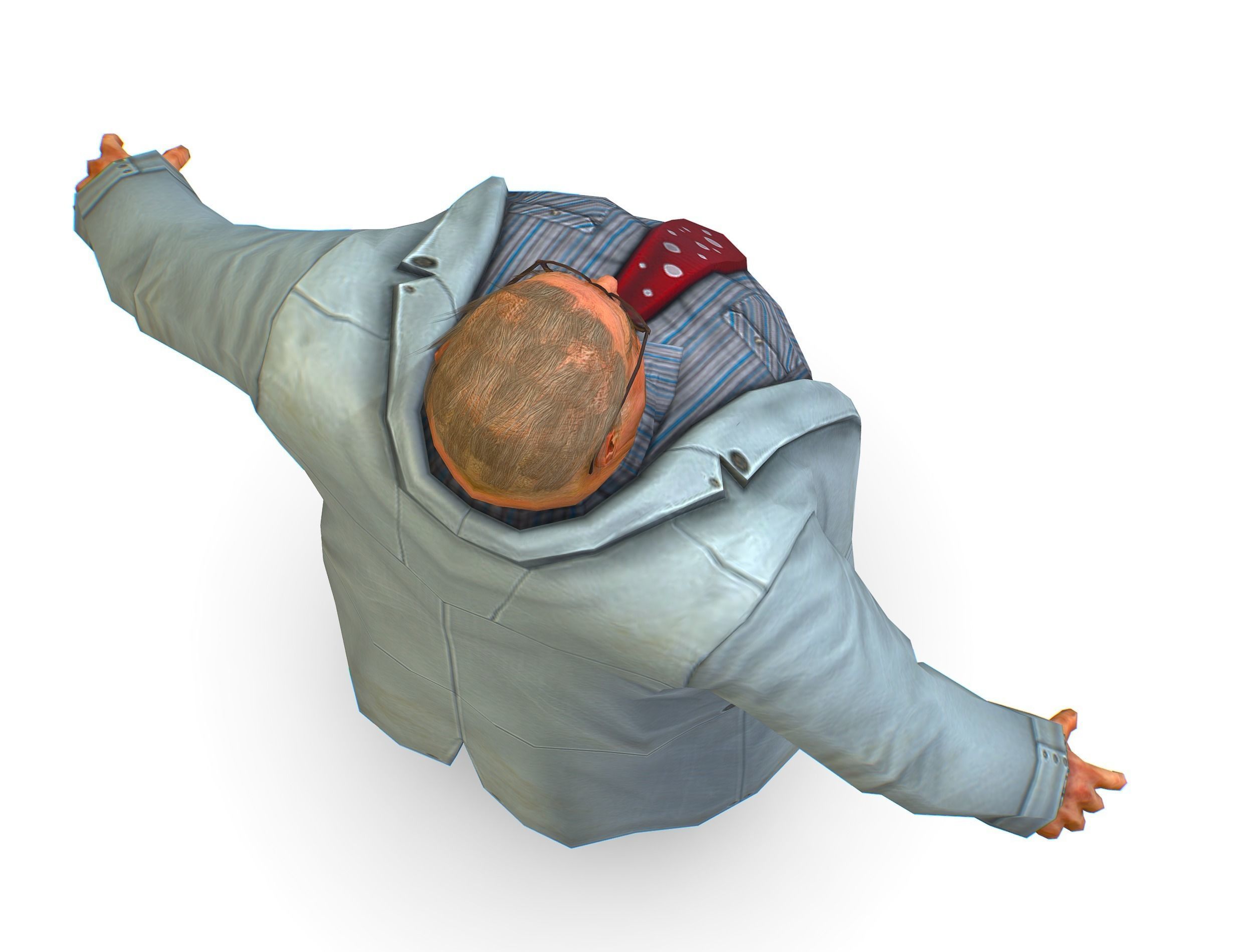 disheveled fat old man in a chemistry coat Low-poly 3D model_10