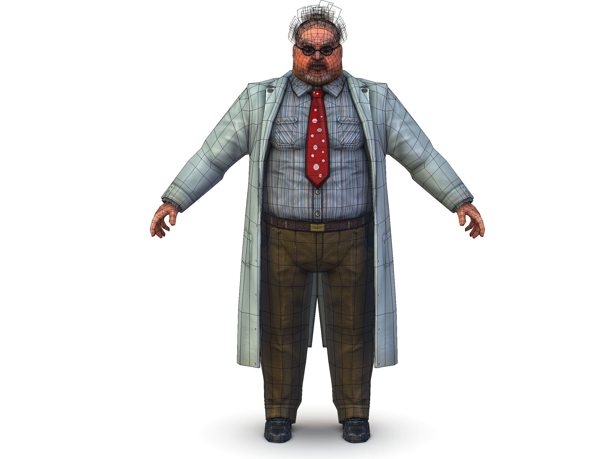 disheveled fat old man in a chemistry coat Low-poly 3D model_16