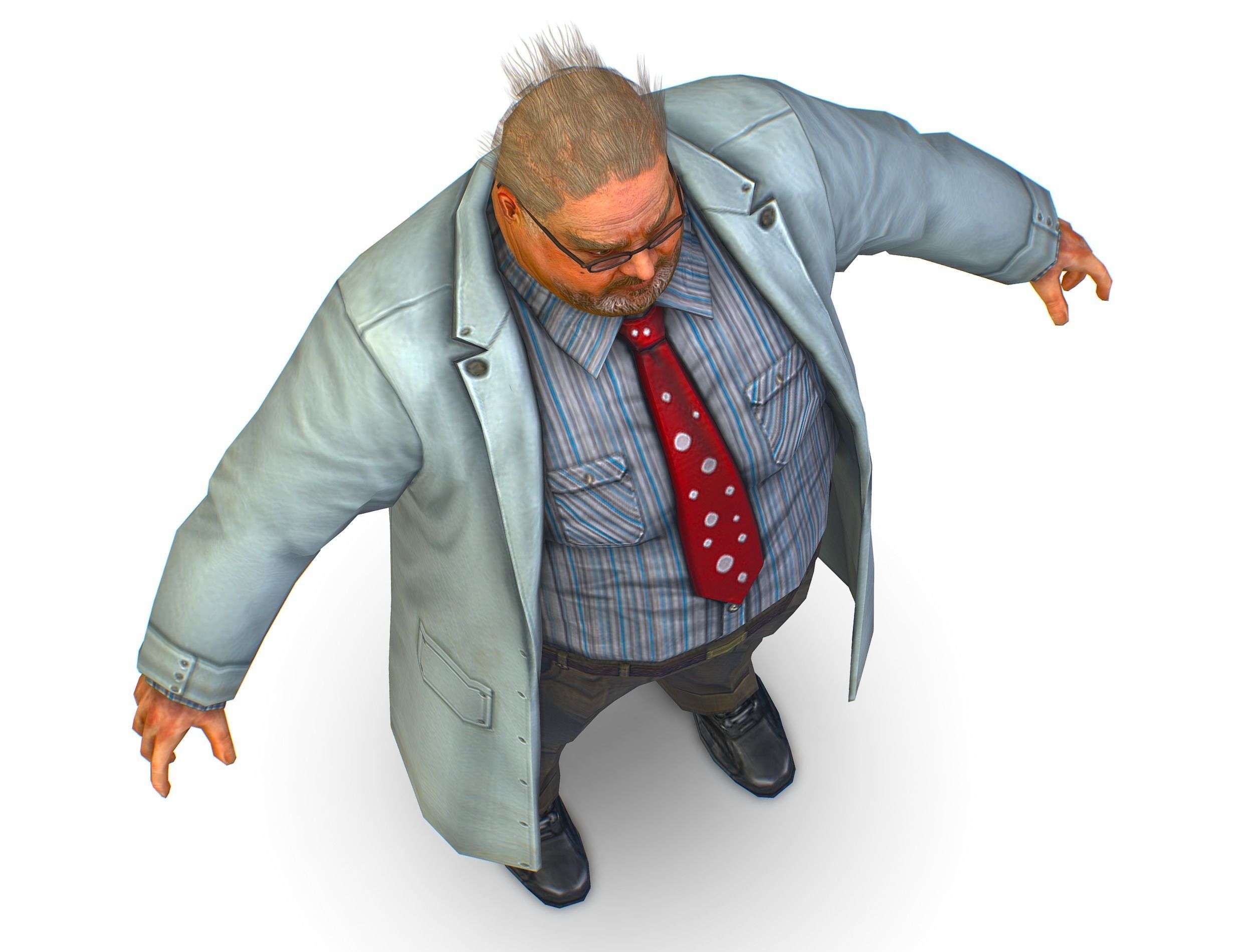 disheveled fat old man in a chemistry coat Low-poly 3D model_9