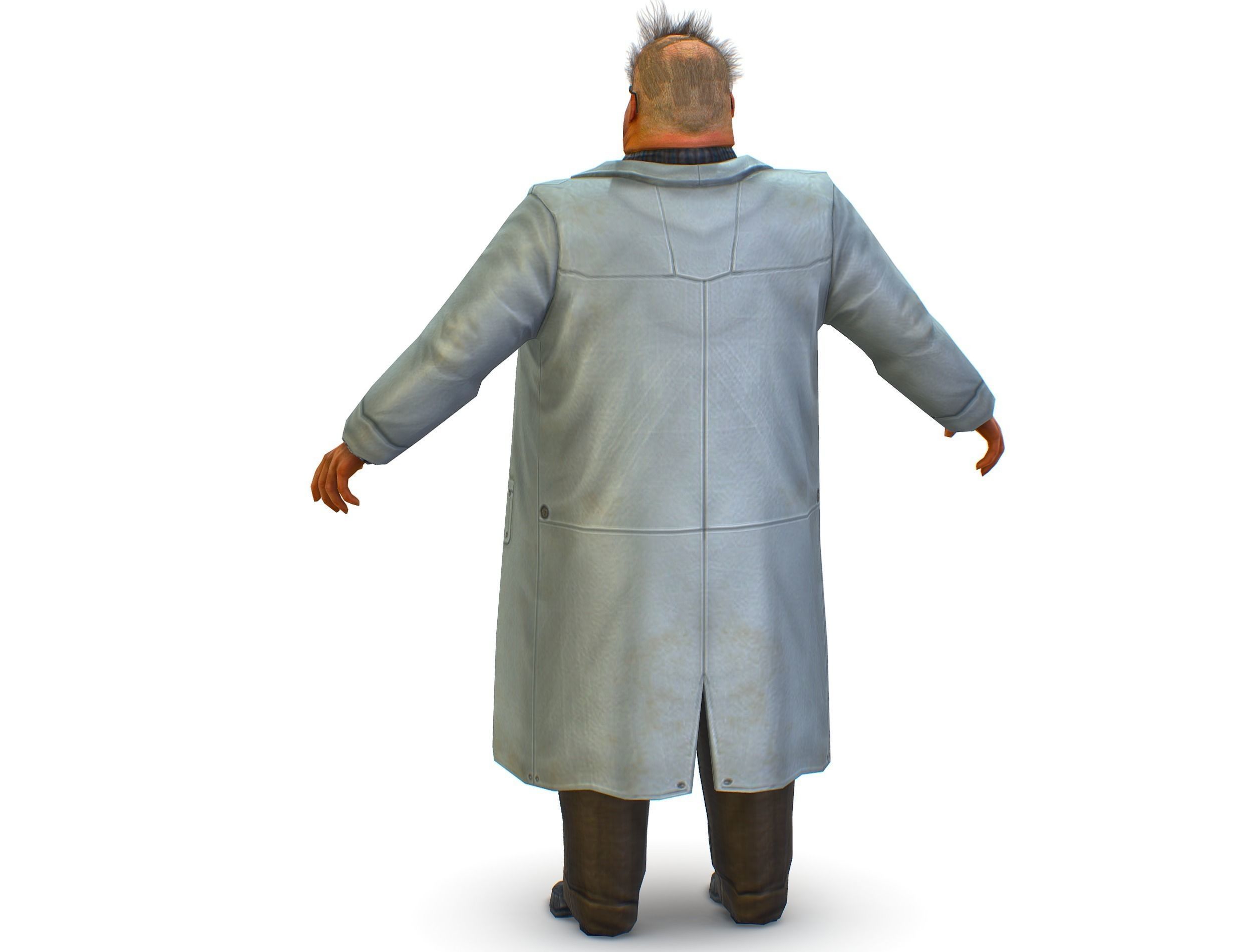 disheveled fat old man in a chemistry coat Low-poly 3D model_8
