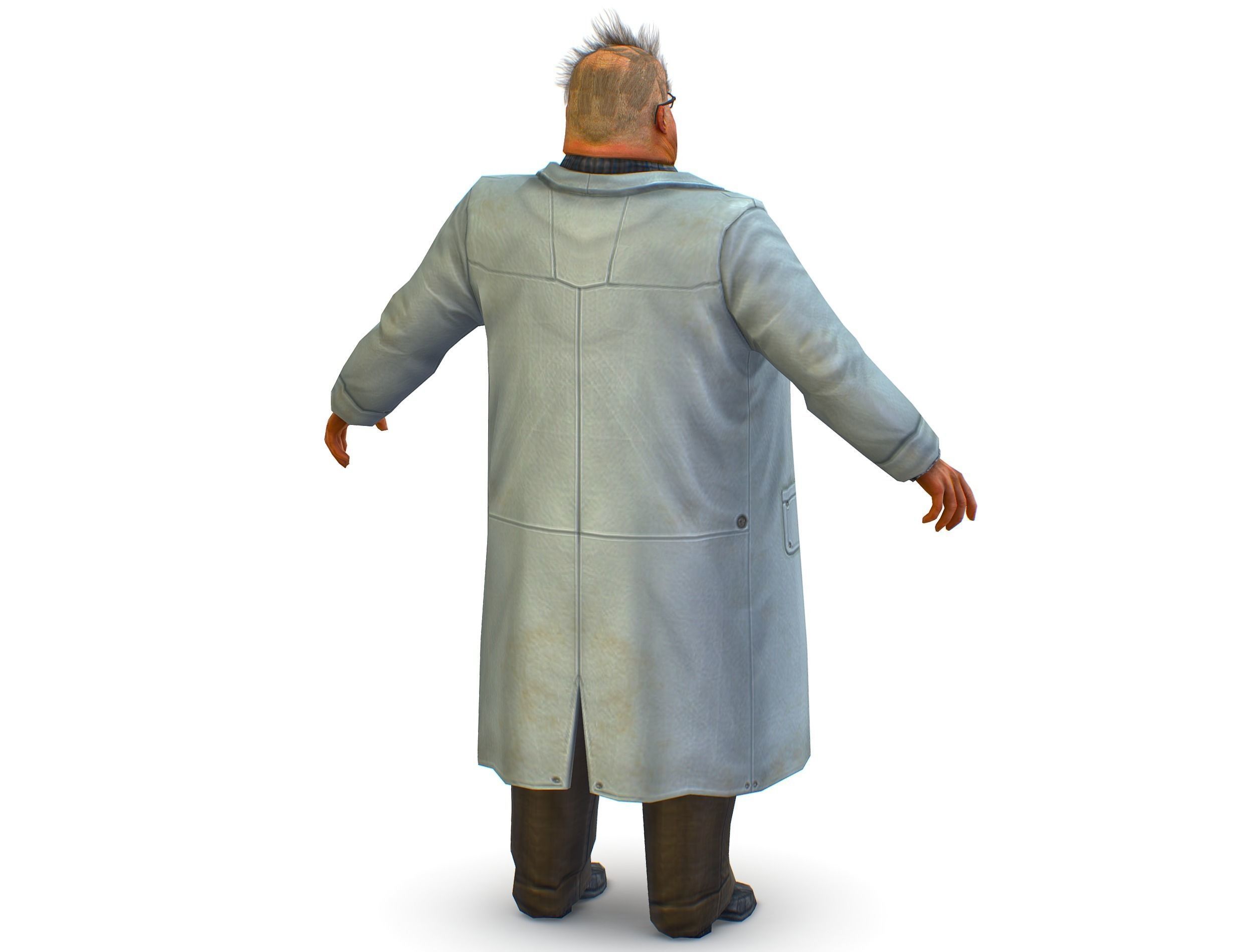 disheveled fat old man in a chemistry coat Low-poly 3D model_4