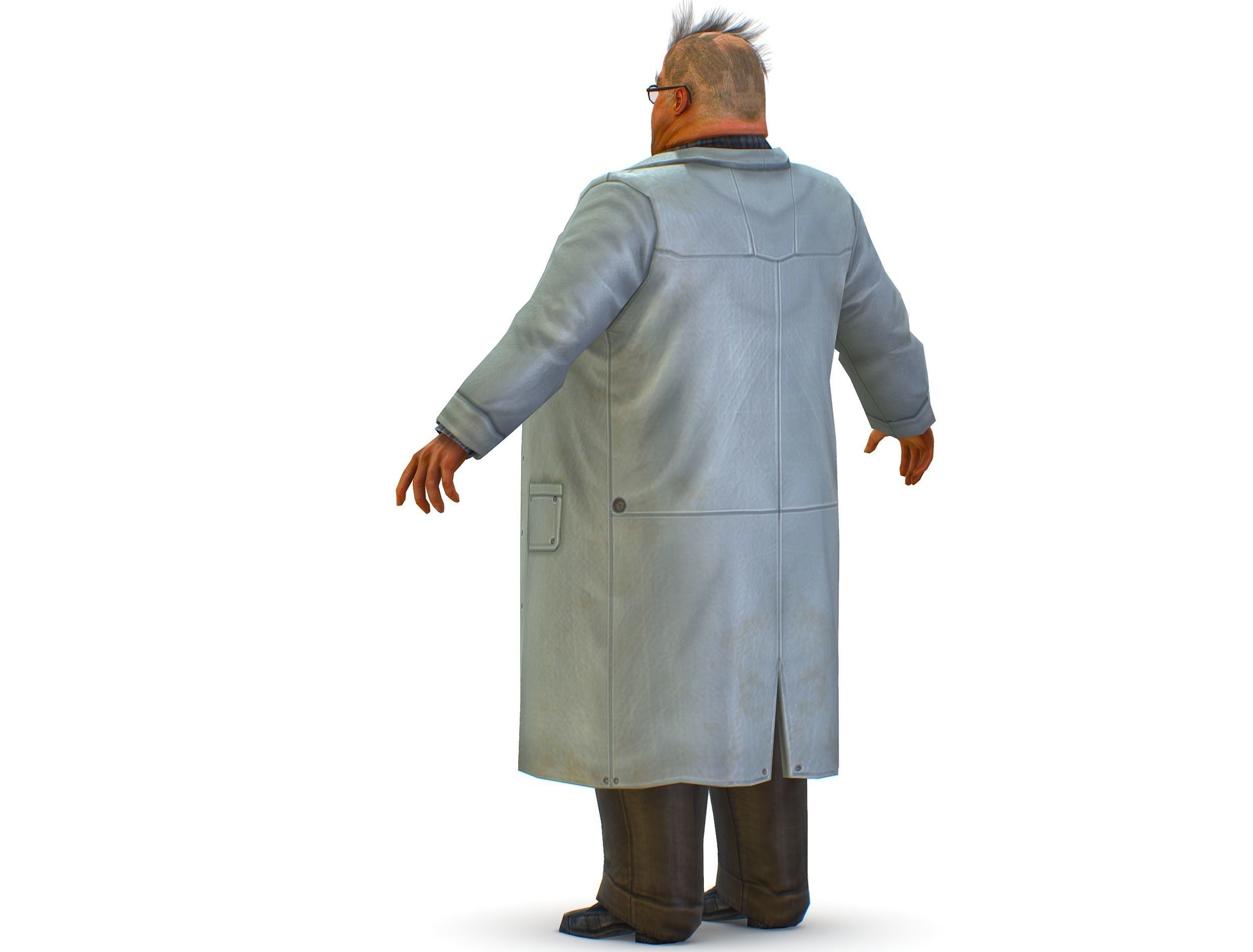 disheveled fat old man in a chemistry coat Low-poly 3D model_3