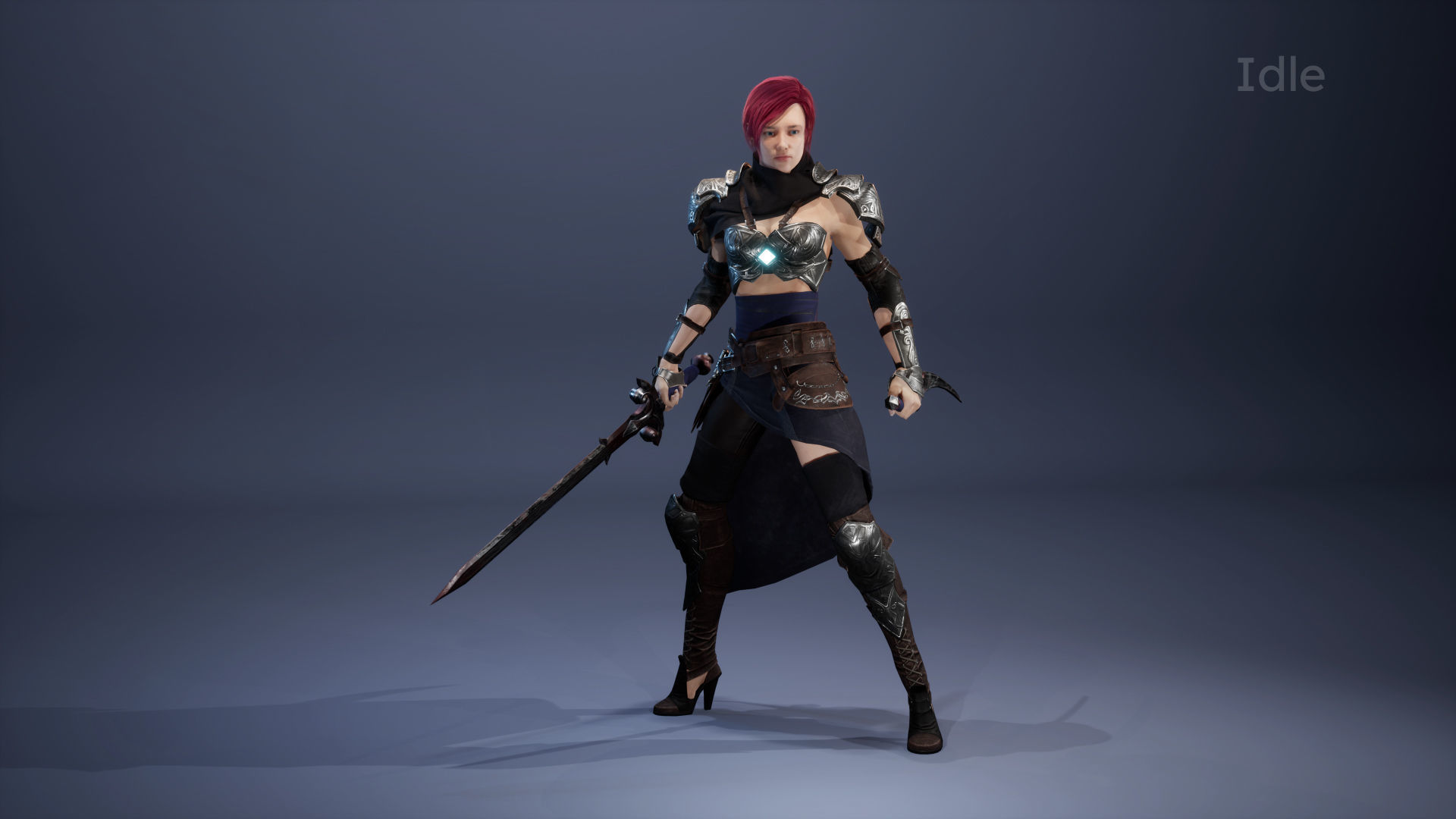 FREE - Female Warrior Assassin Free low-poly 3D model_3