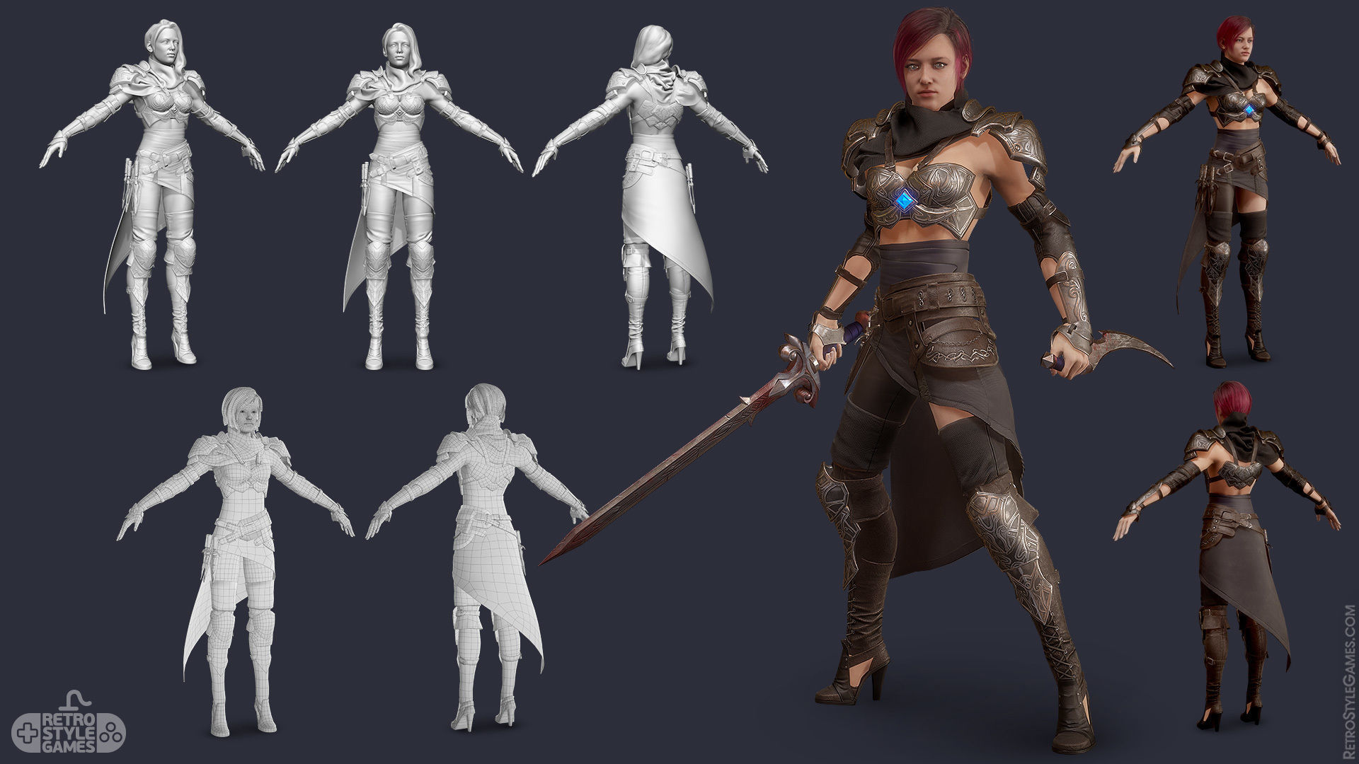 FREE - Female Warrior Assassin Free low-poly 3D model_1