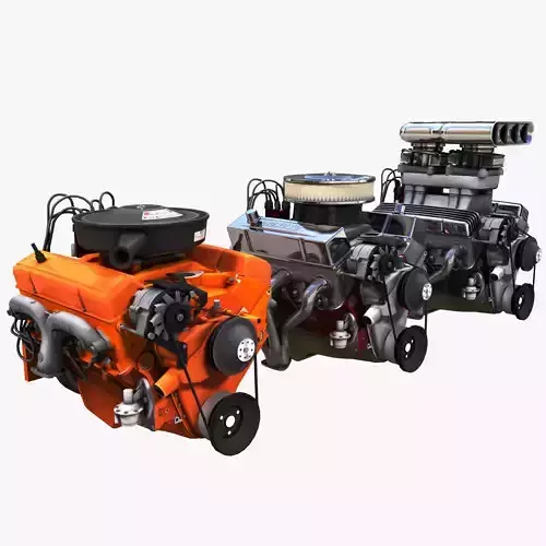 V8 HotRod small block engine Low-poly 3D model