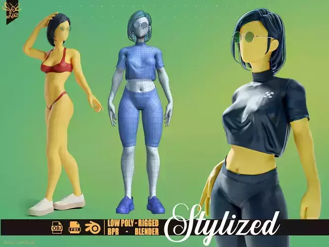 Stylized motion design female character
