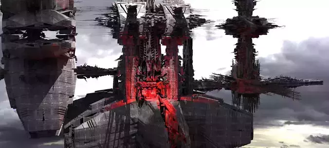Cyberpunk Mega City Docks Towers 2  3D model