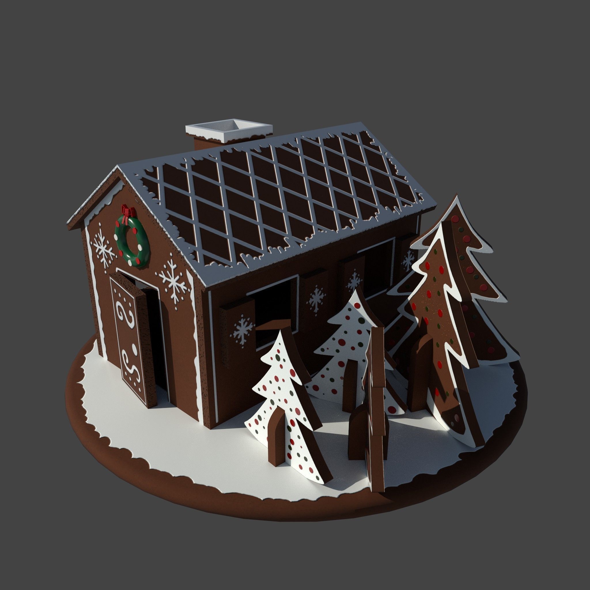 Christmas Gingerbread house 3D model_1