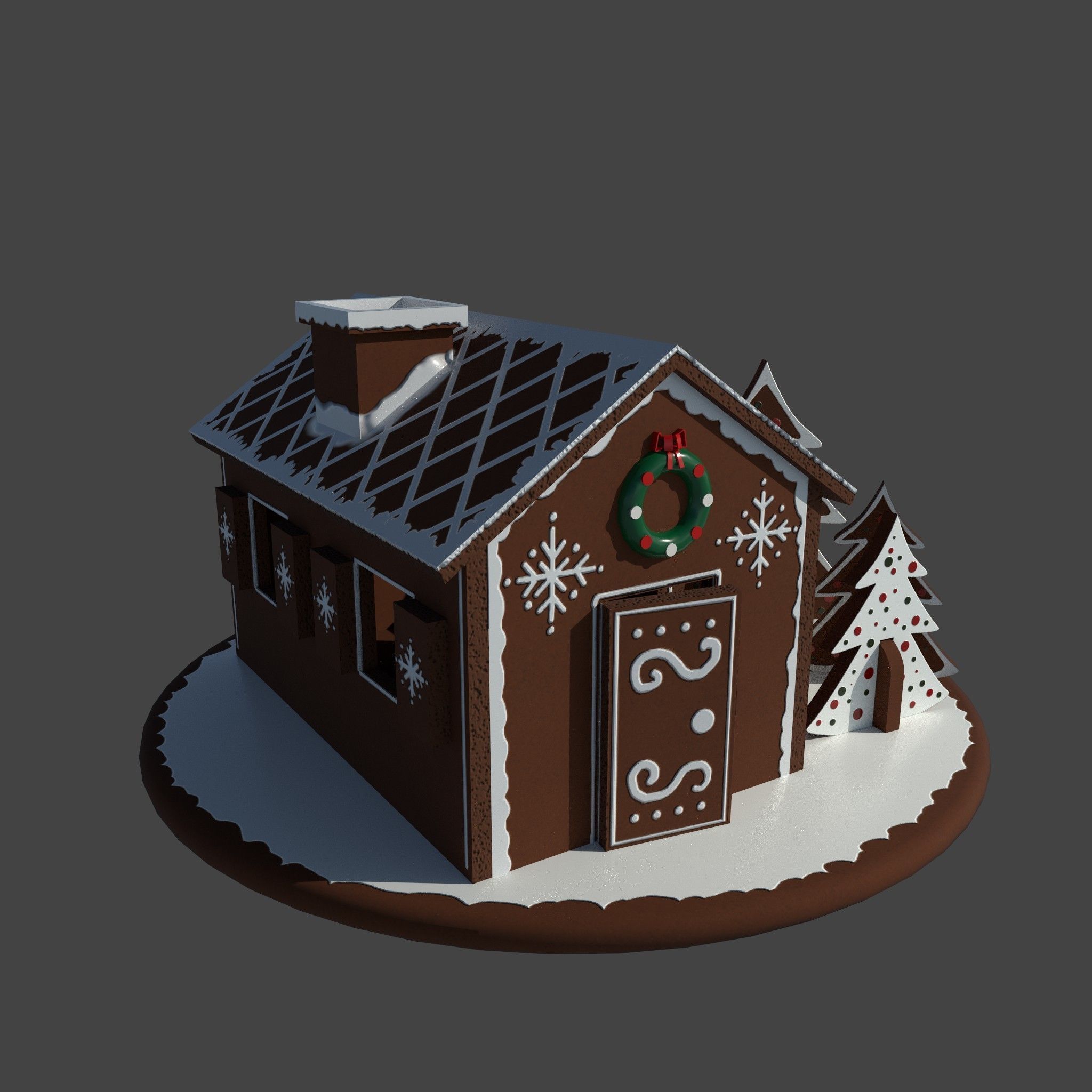 Christmas Gingerbread house 3D model_11