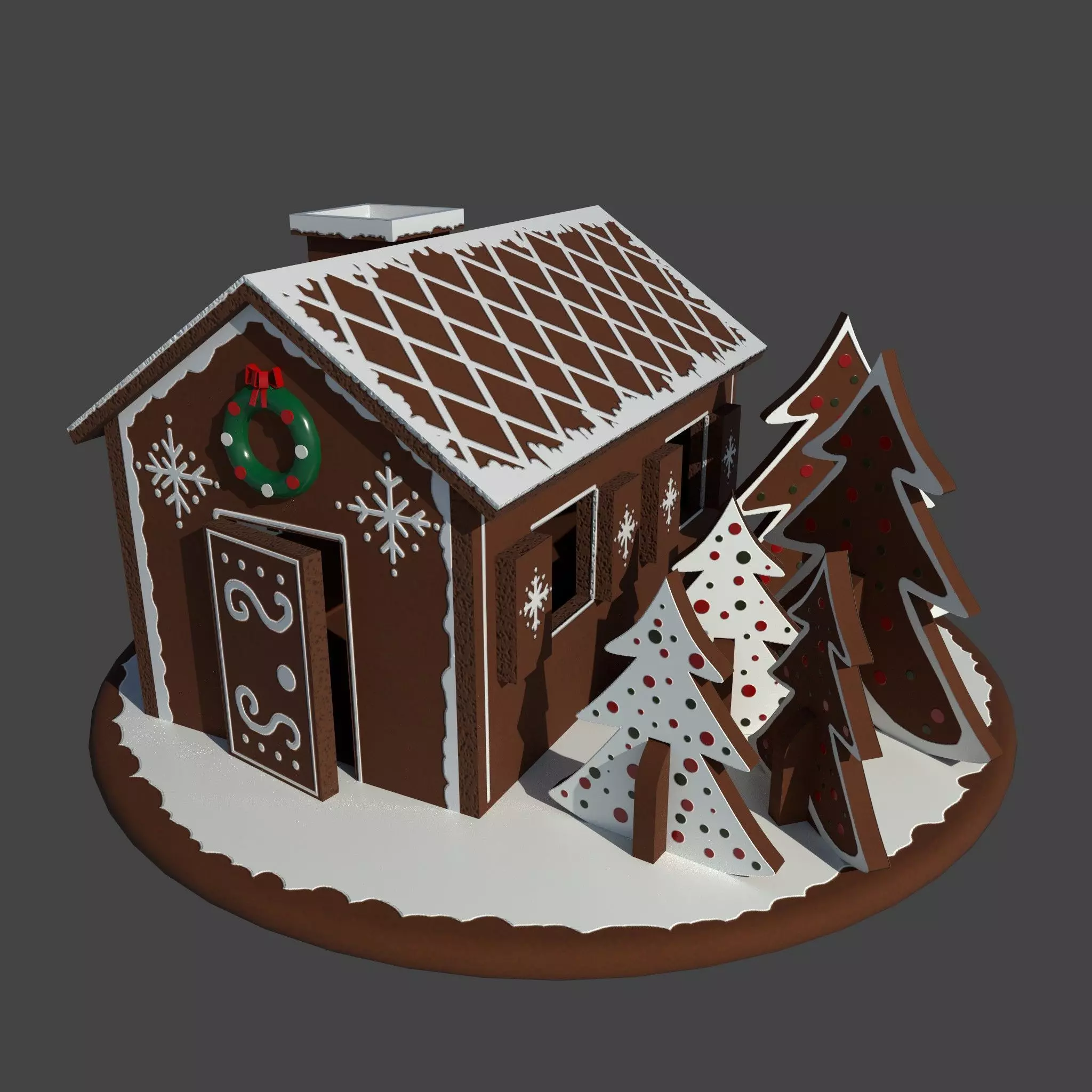 Christmas Gingerbread house 3D model_0