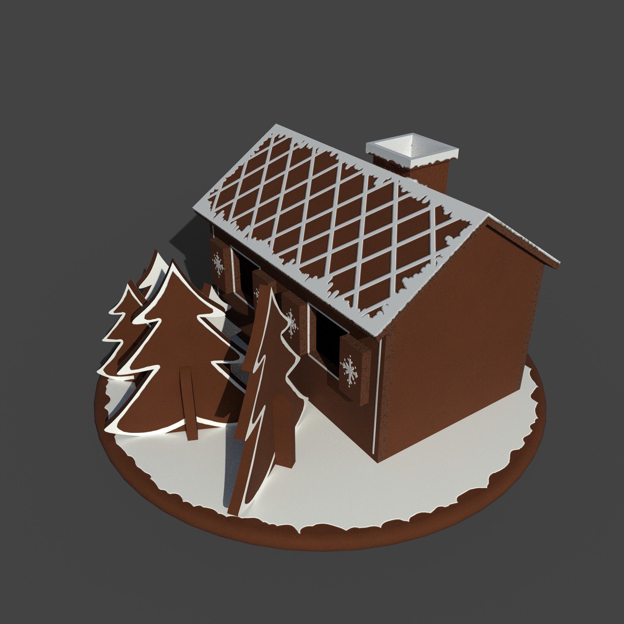 Christmas Gingerbread house 3D model_4