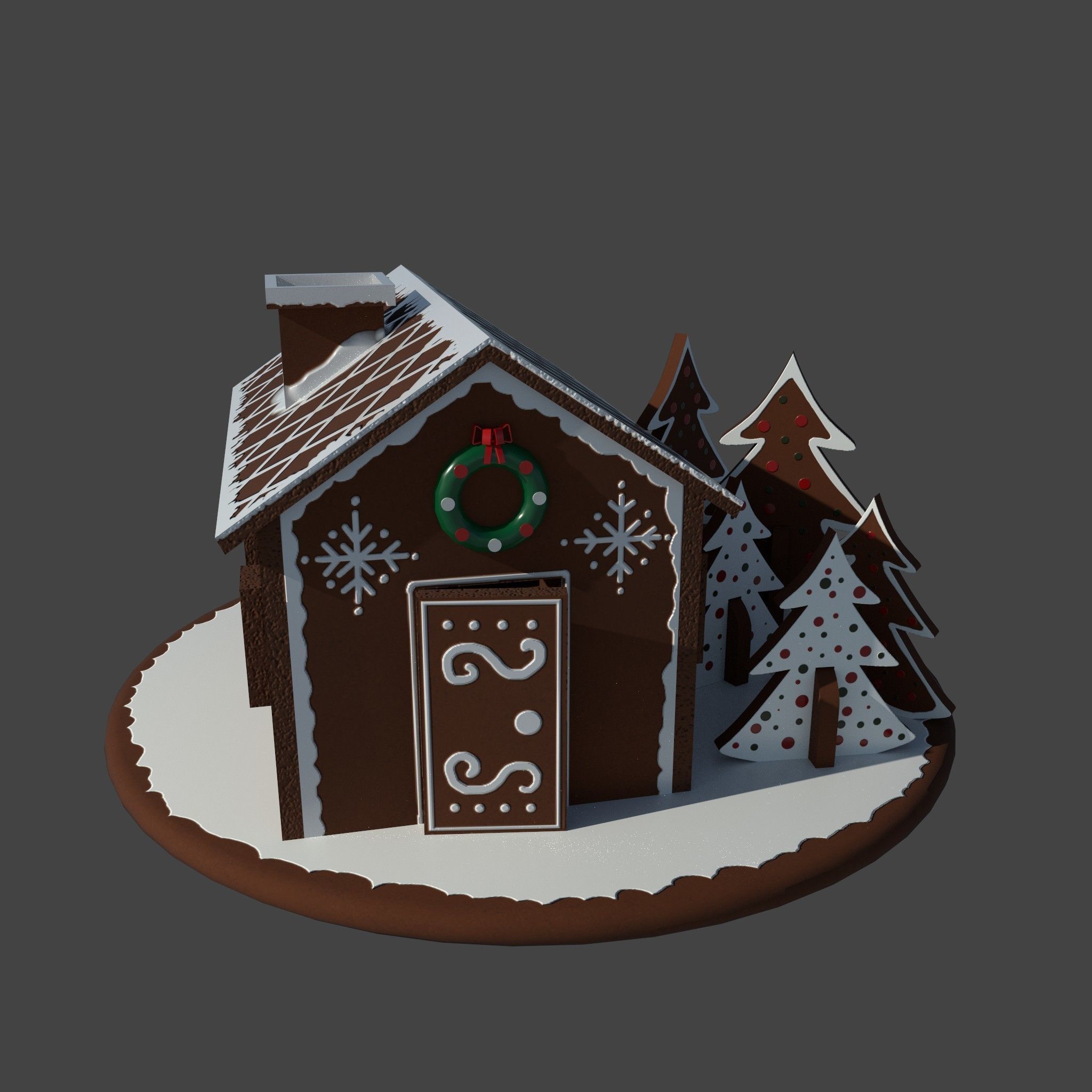 Christmas Gingerbread house 3D model_12