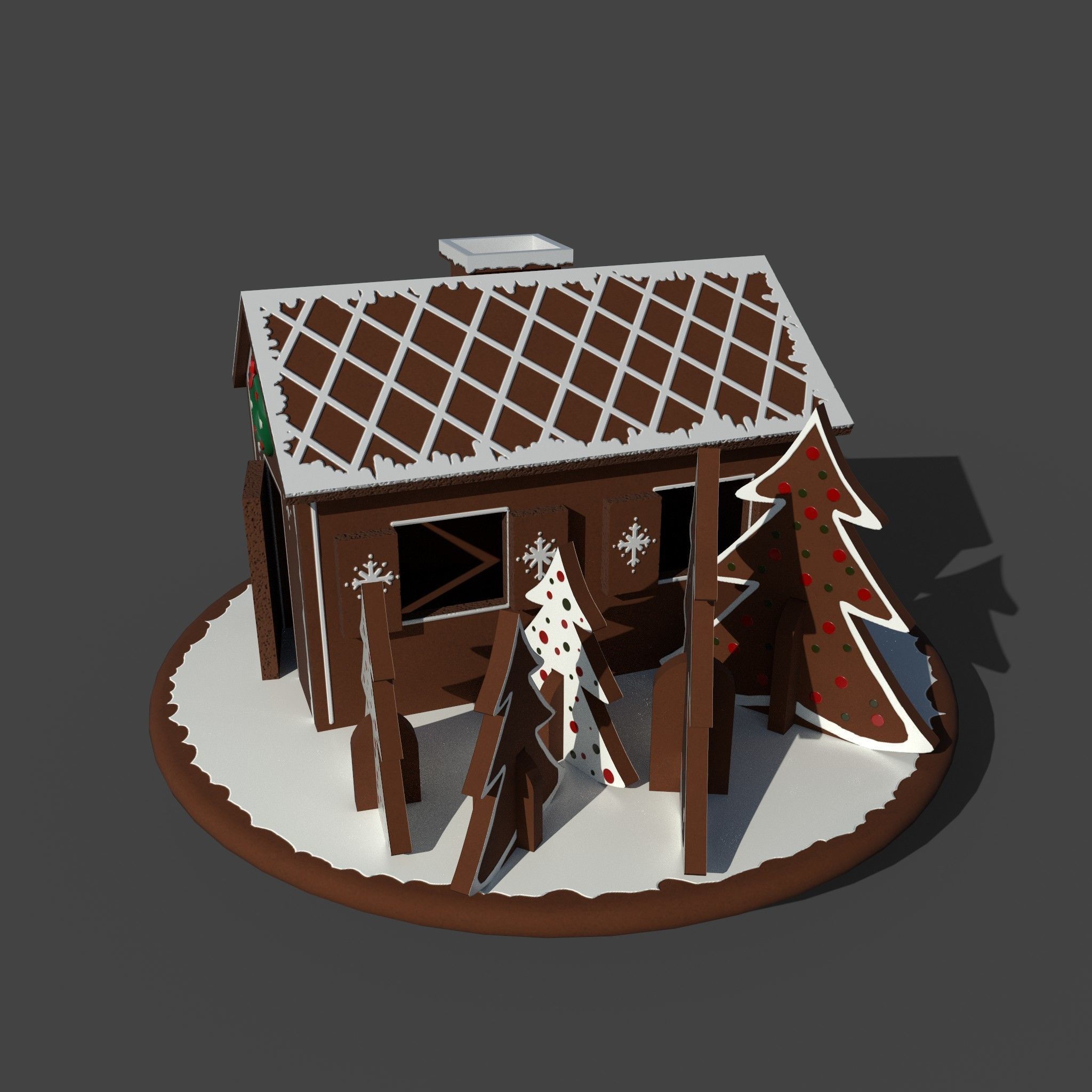 Christmas Gingerbread house 3D model_2