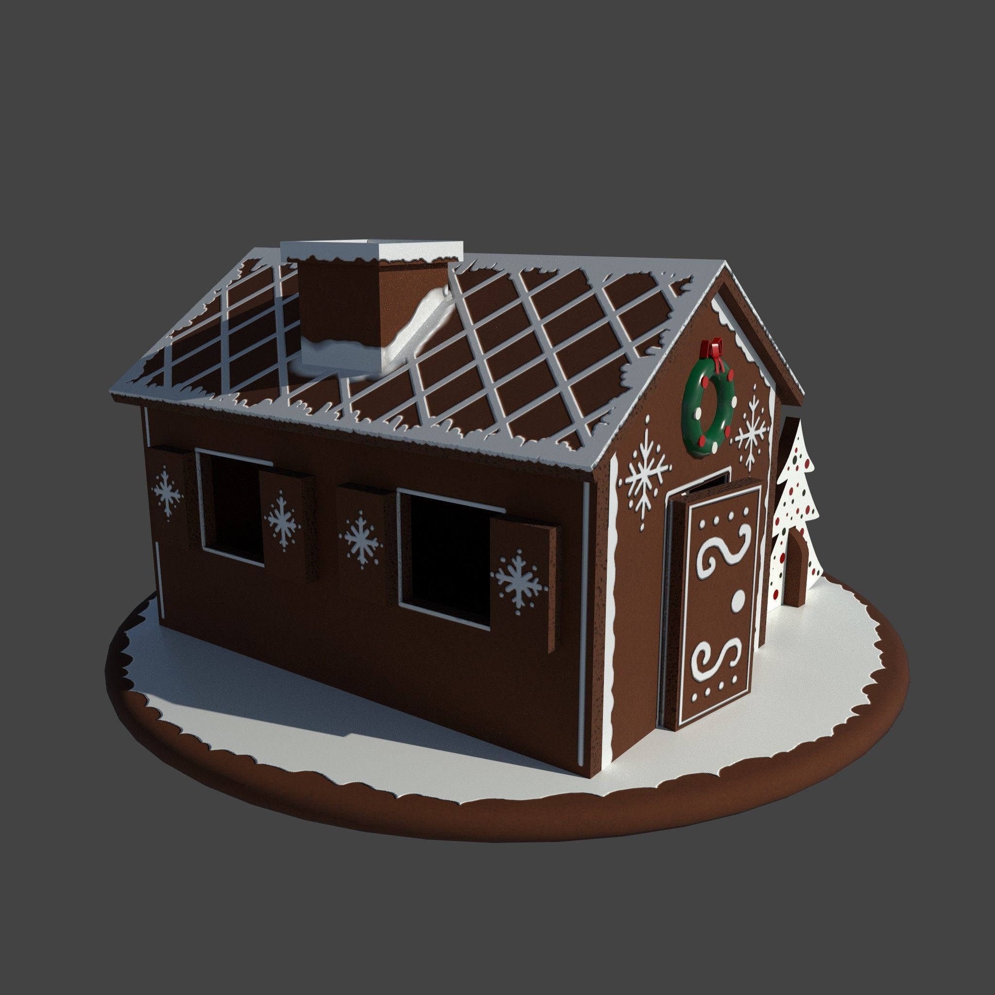 Christmas Gingerbread house 3D model_10
