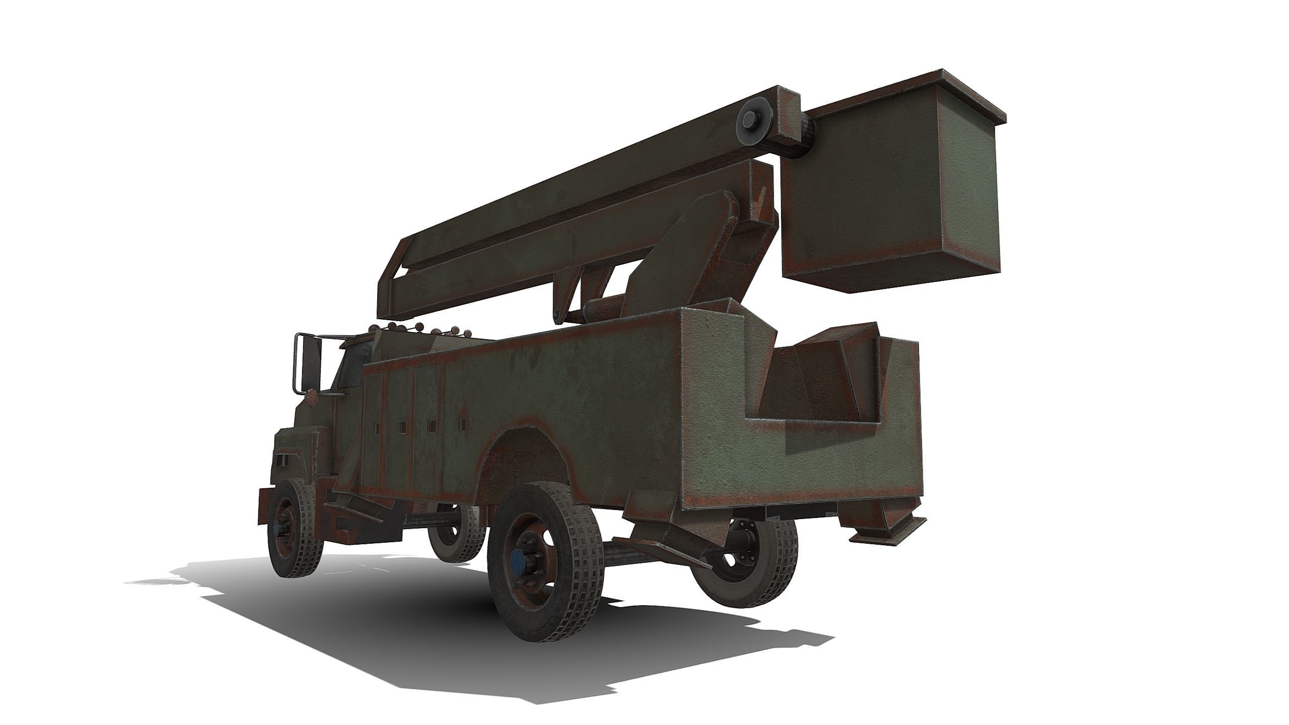 trucK military with crane on top 3D model_3